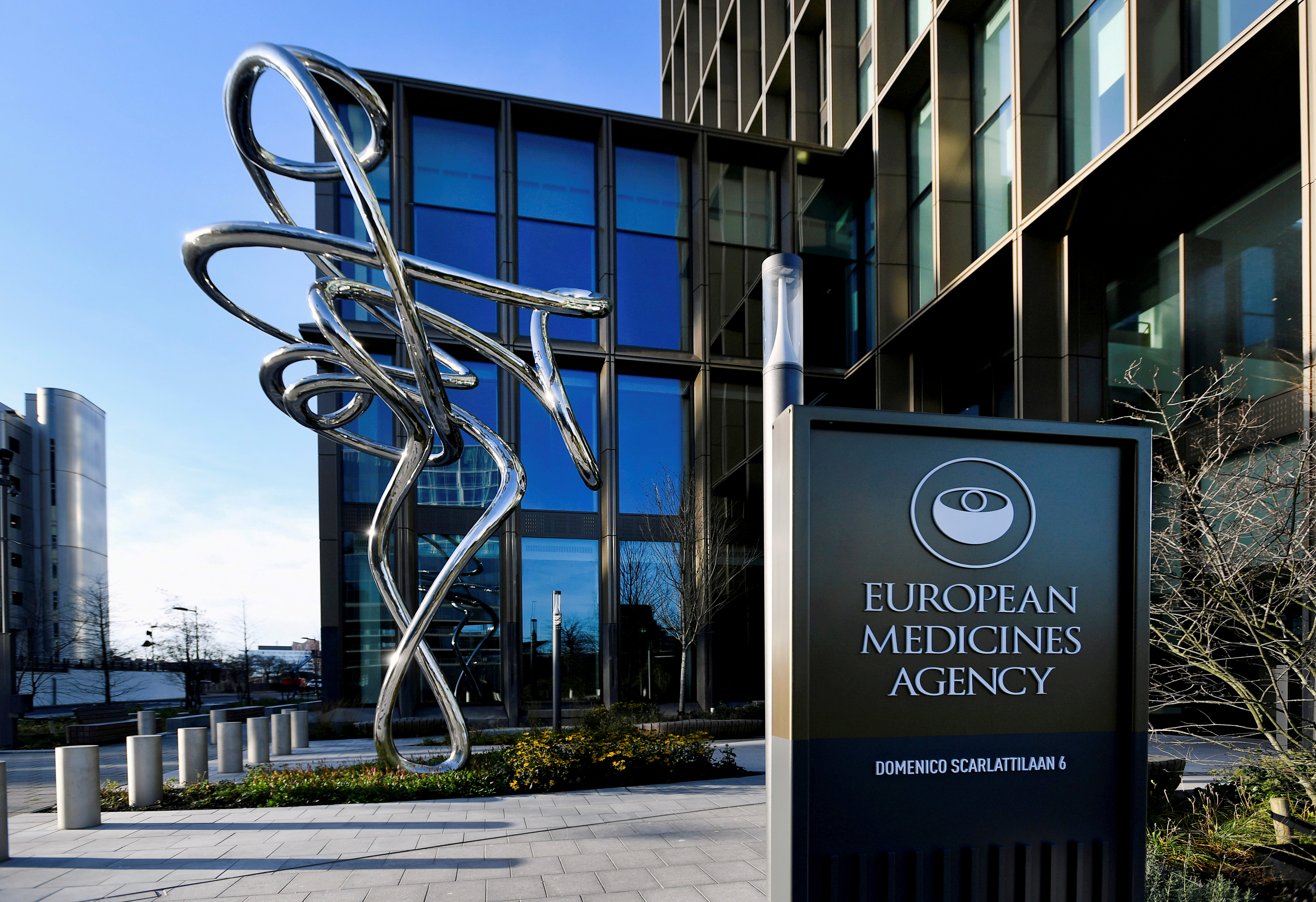 Exterior of European Medicines Agency is seen in Amsterdam