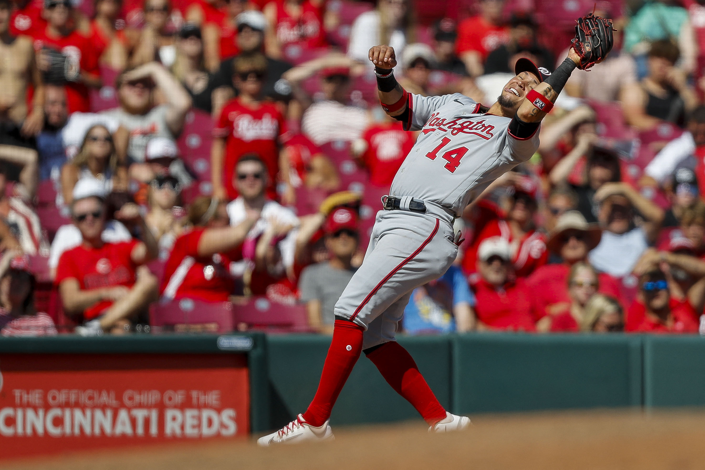 Washington Nationals' CJ Abrams runs the bases after hitting a solo home run  during the first inning of a baseball game against the Cincinnati Reds in  Cincinnati, Sunday, Aug. 6, 2022. (AP