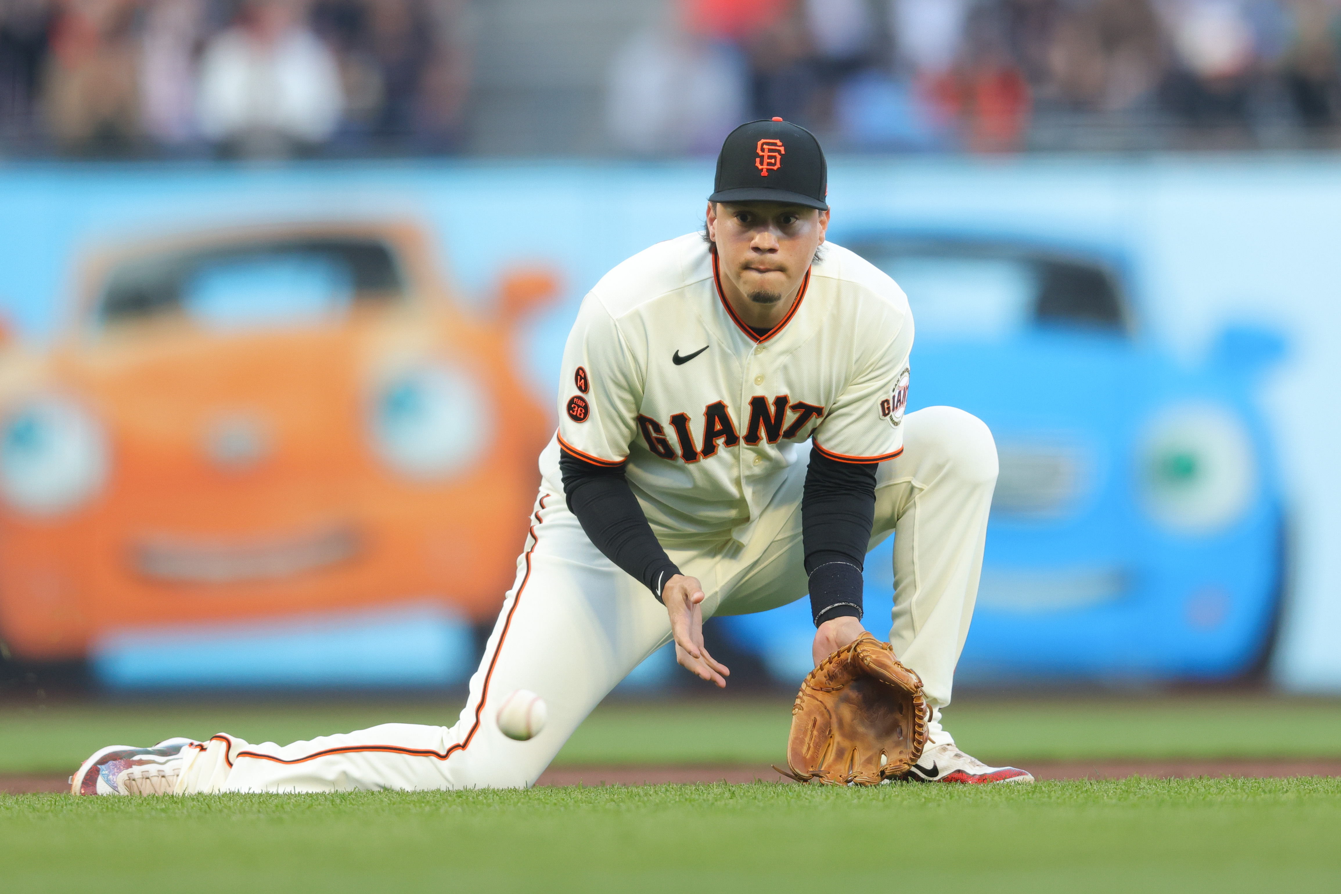 Yermin Mercedes (6) slides in for a double in the second inning as the San  Francisco Giants played the Arizona Diamondbacks at Oracle Park in San  Francisco on Tuesday, July 12, 2022. (