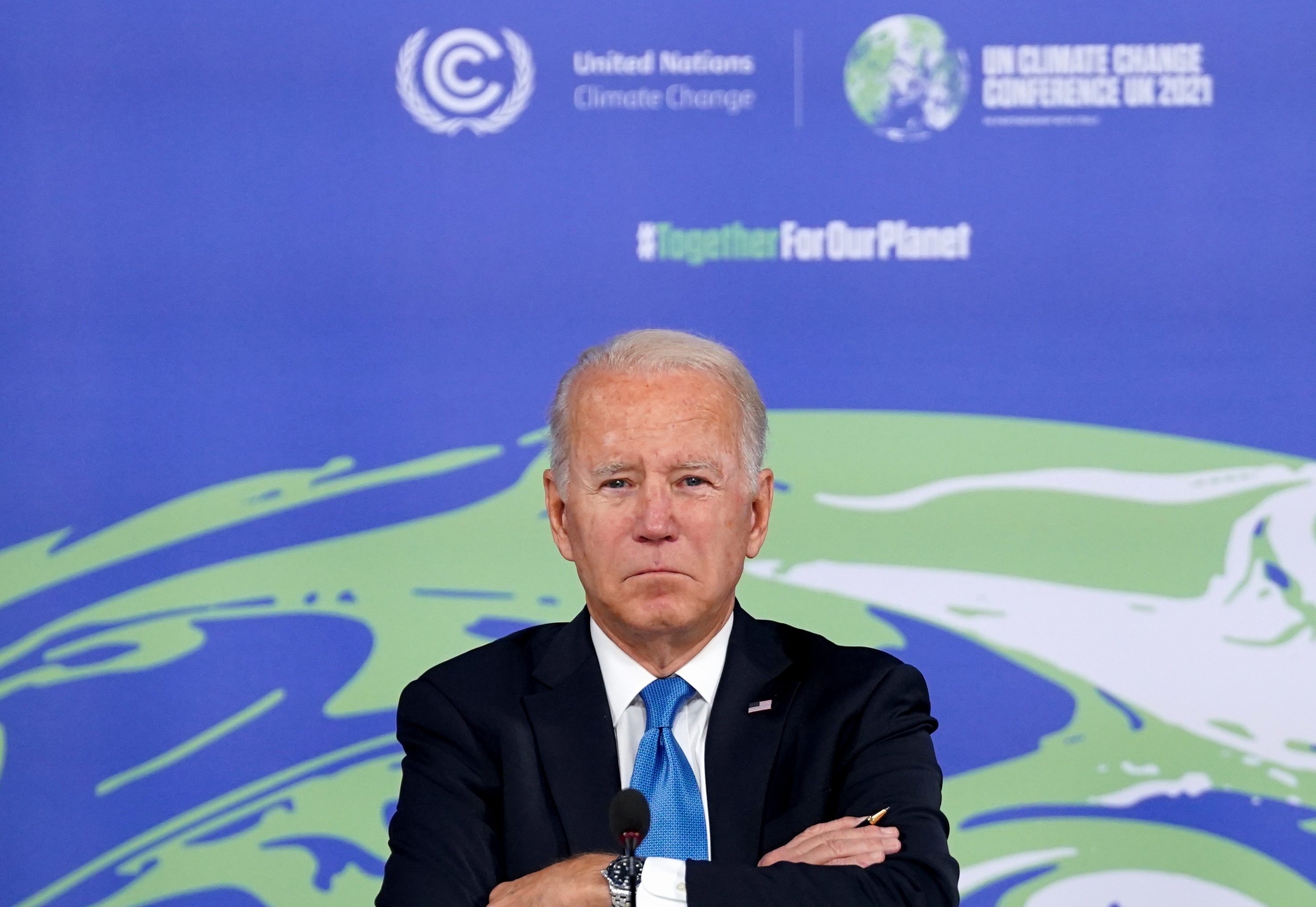 U.S. President Joe Biden participates in a meeting on the Build Back Better World (B3W) initiative during the UN Climate Change Conference (COP26) in Glasgow