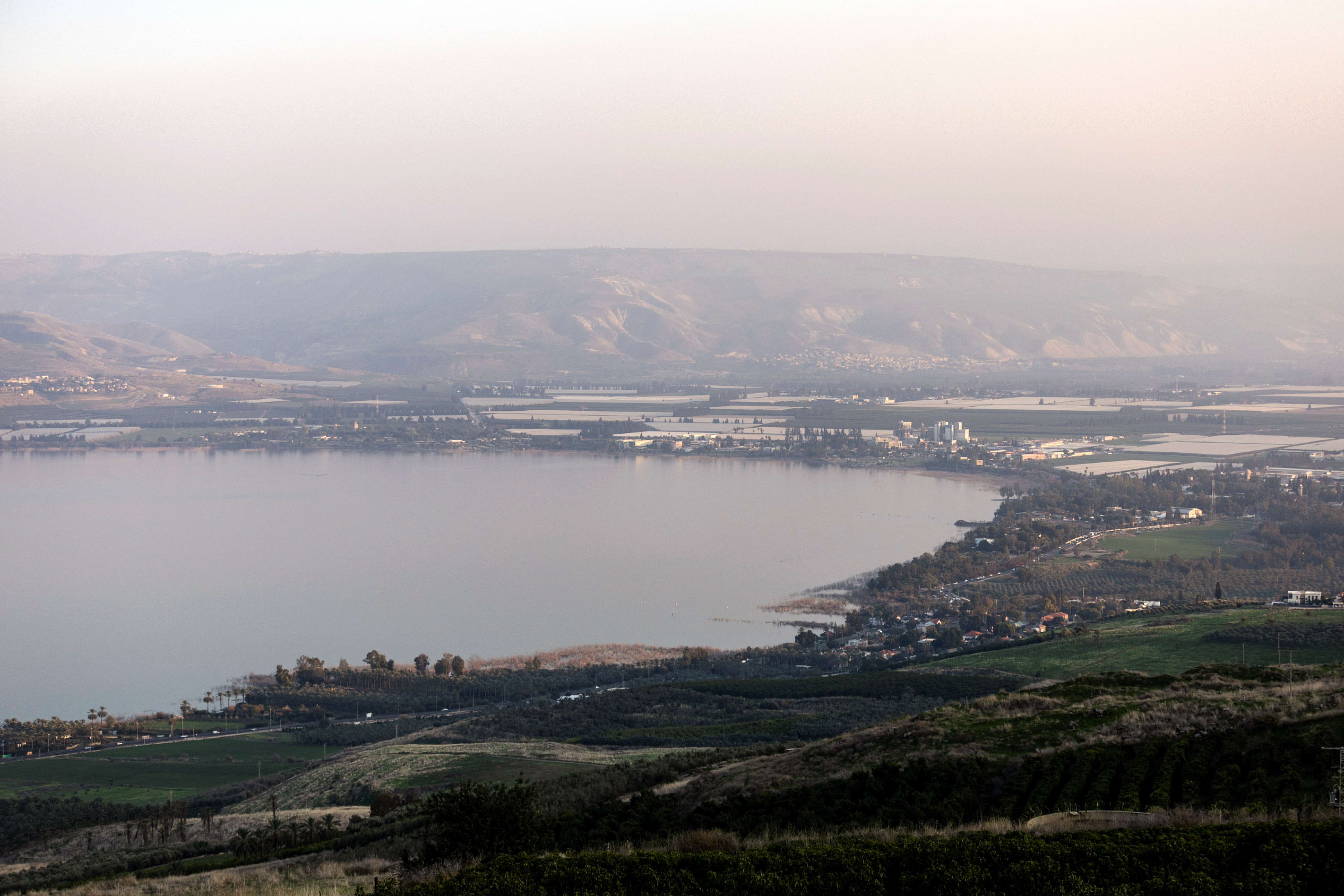 A general view of the Sea of Galilee with Jordan in the background