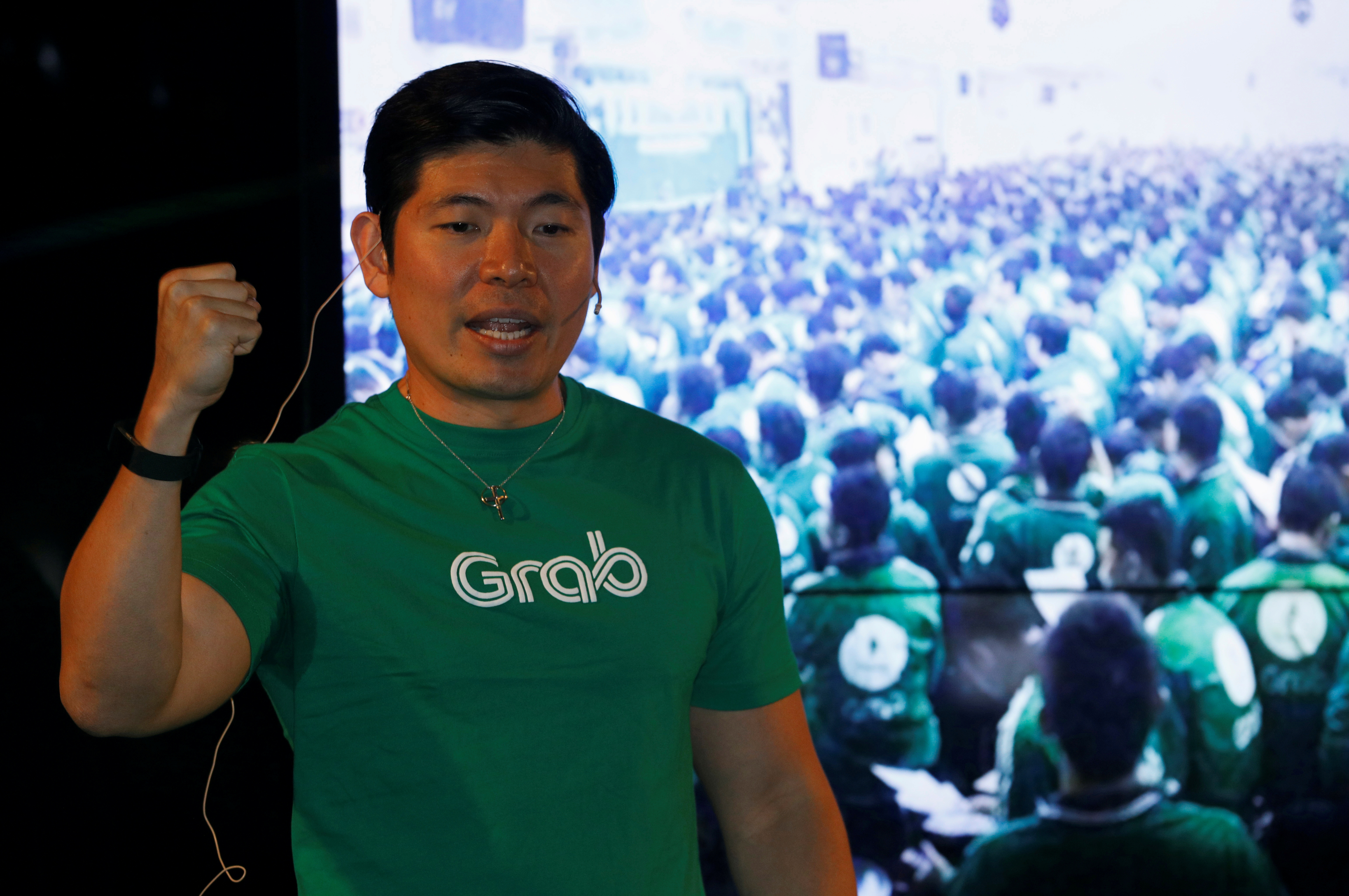 Grab's CEO Anthony Tan speaks during Grab's fifth anniversary news conference in Singapore June 6, 2017. REUTERS/Edgar Su