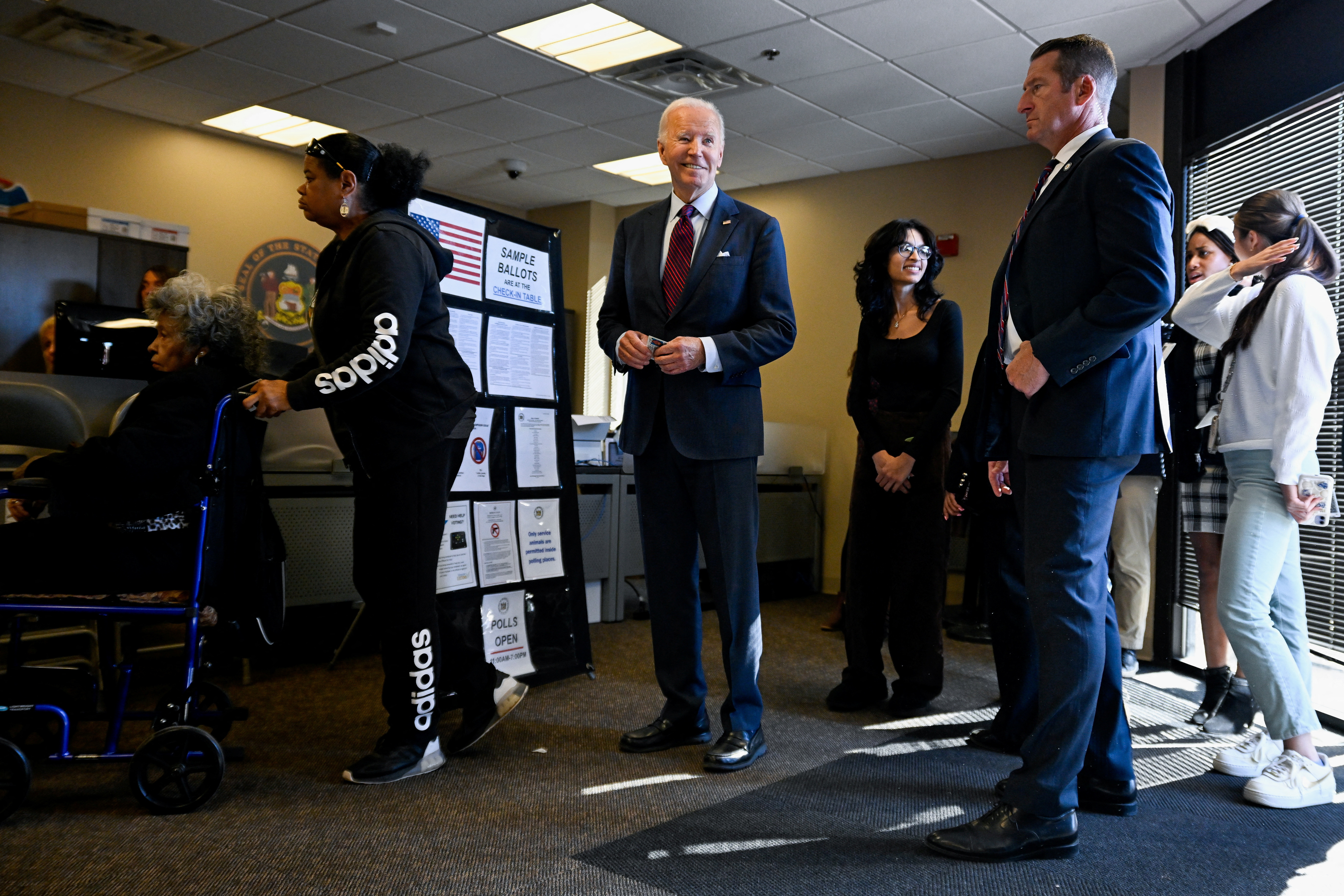 U.S. President Joe Biden votes in the 2024 presidential election, in New Castle