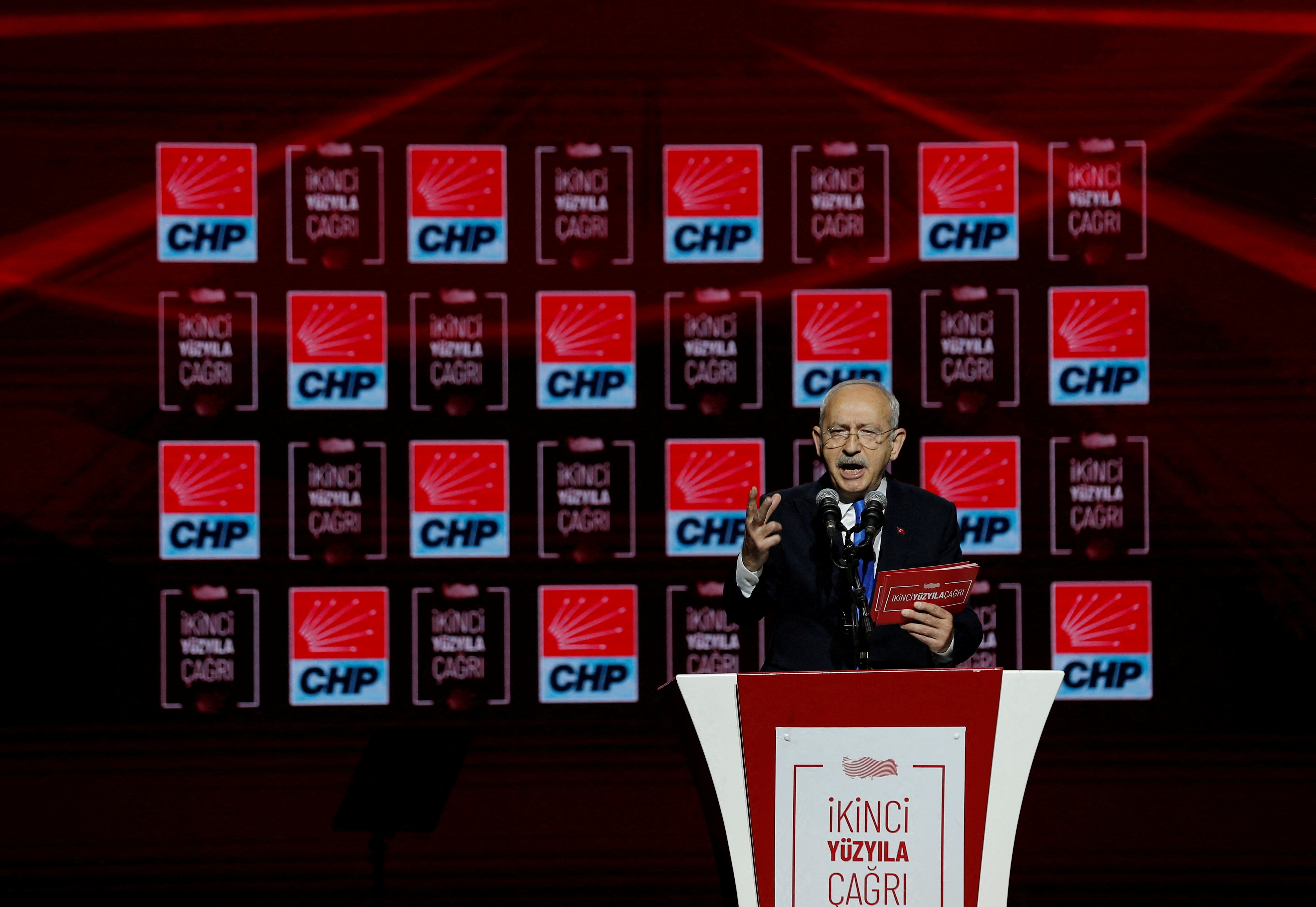 Turkey's main opposition CHP leader Kilicdaroglu speaks during a party meeting in Istanbul