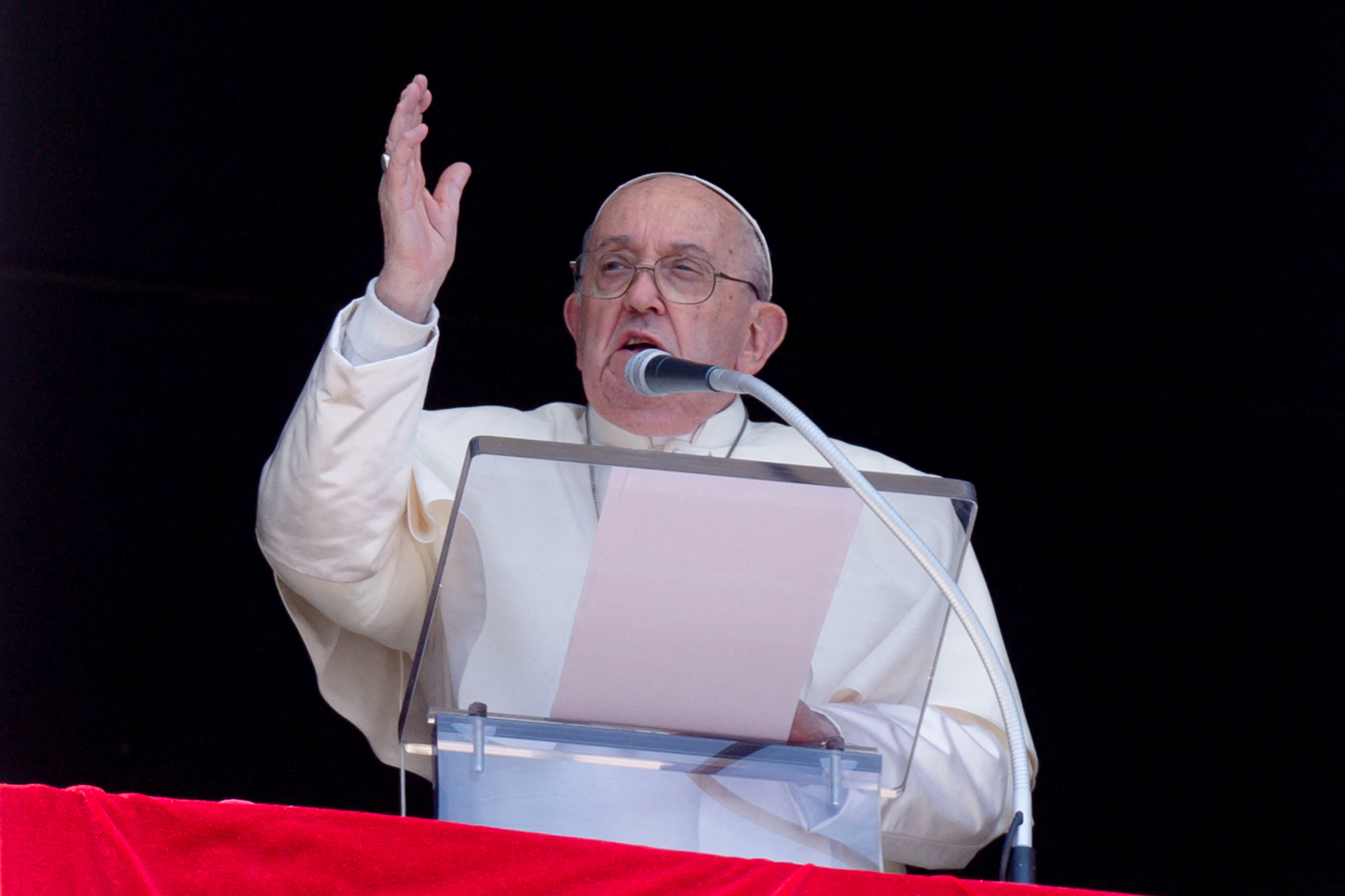 Pope Francis leads the Regina Caeli prayer at the Vatican