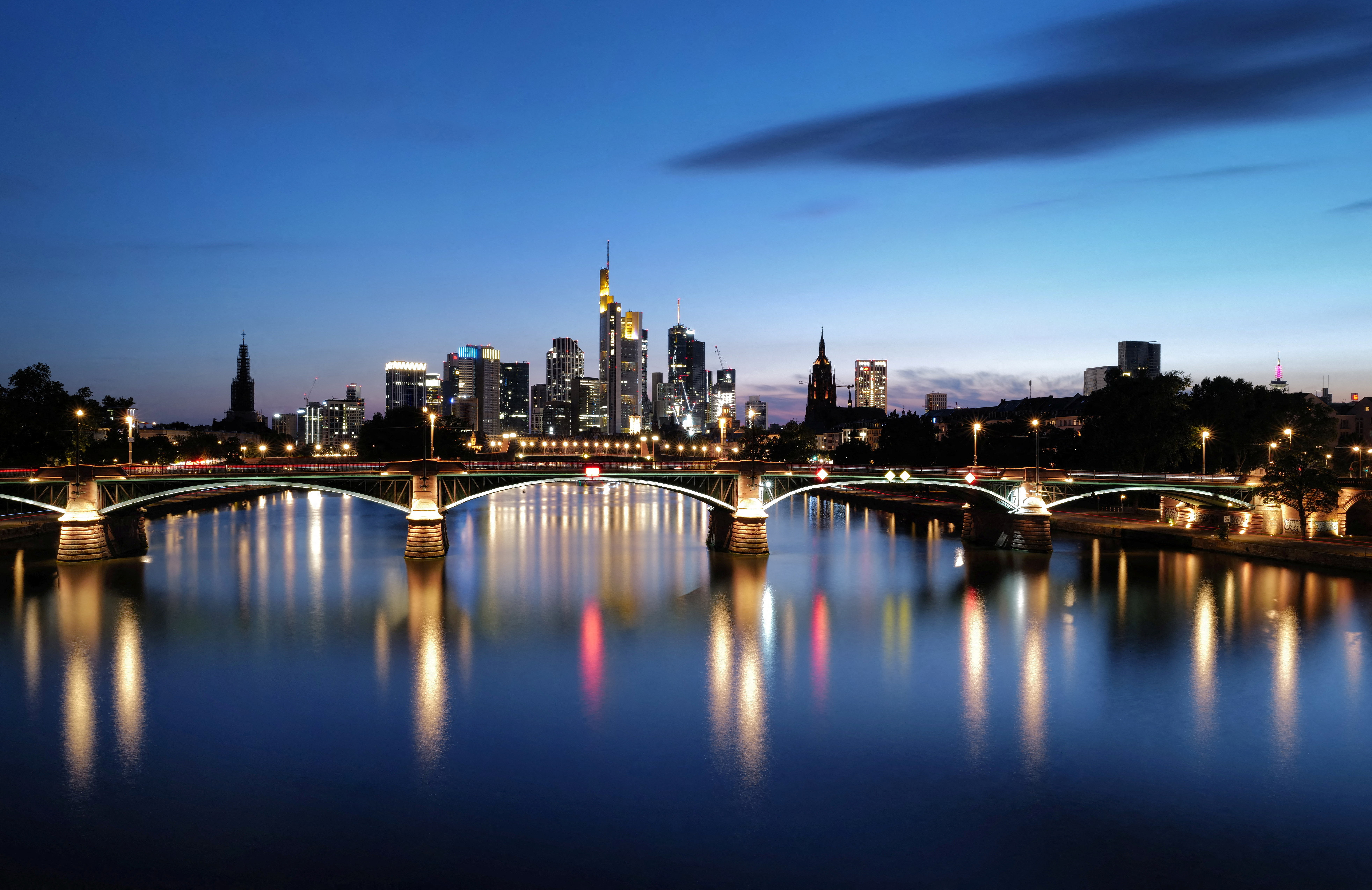 A view shows the skyline of Frankfurt