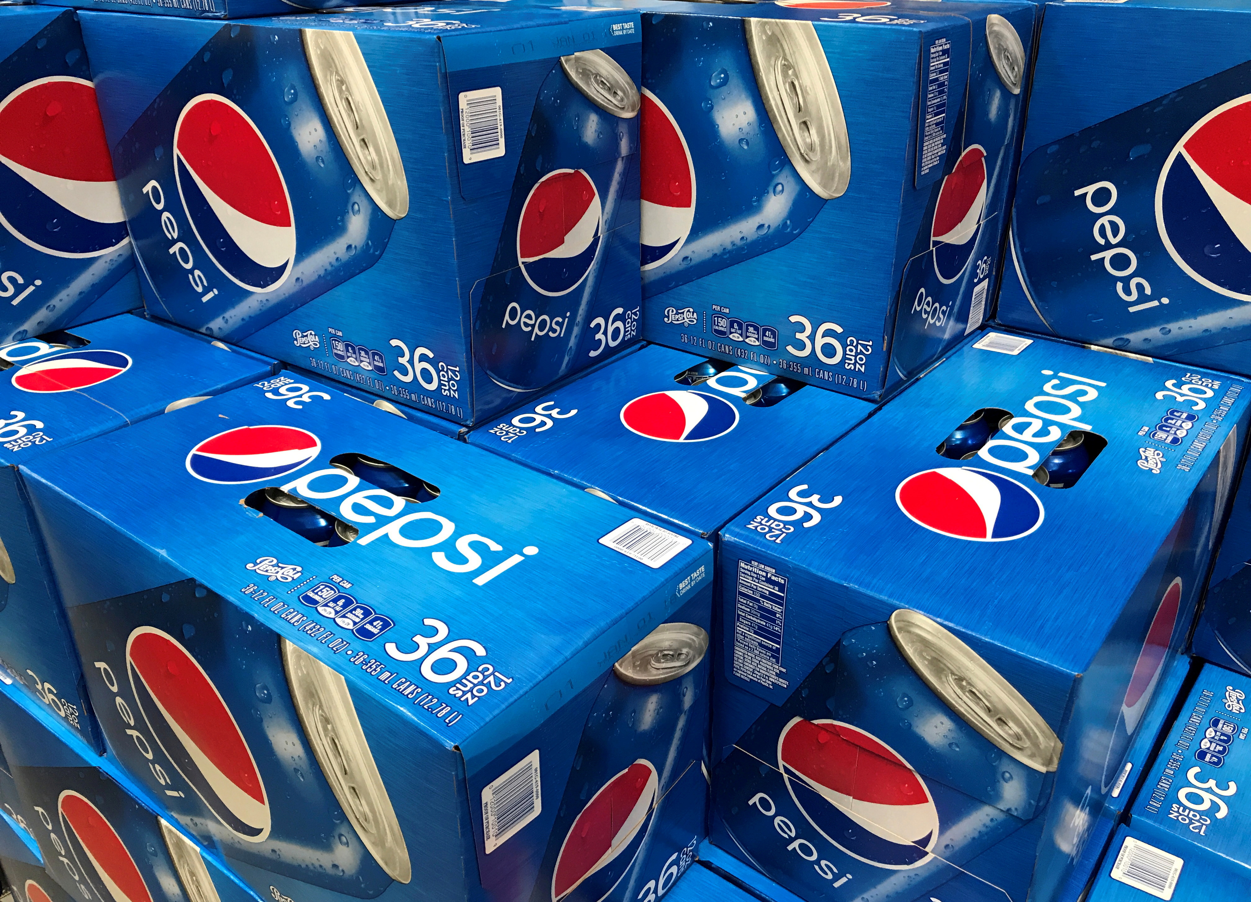 Cases of Pepsi are shown for sale at a store in Carlsbad