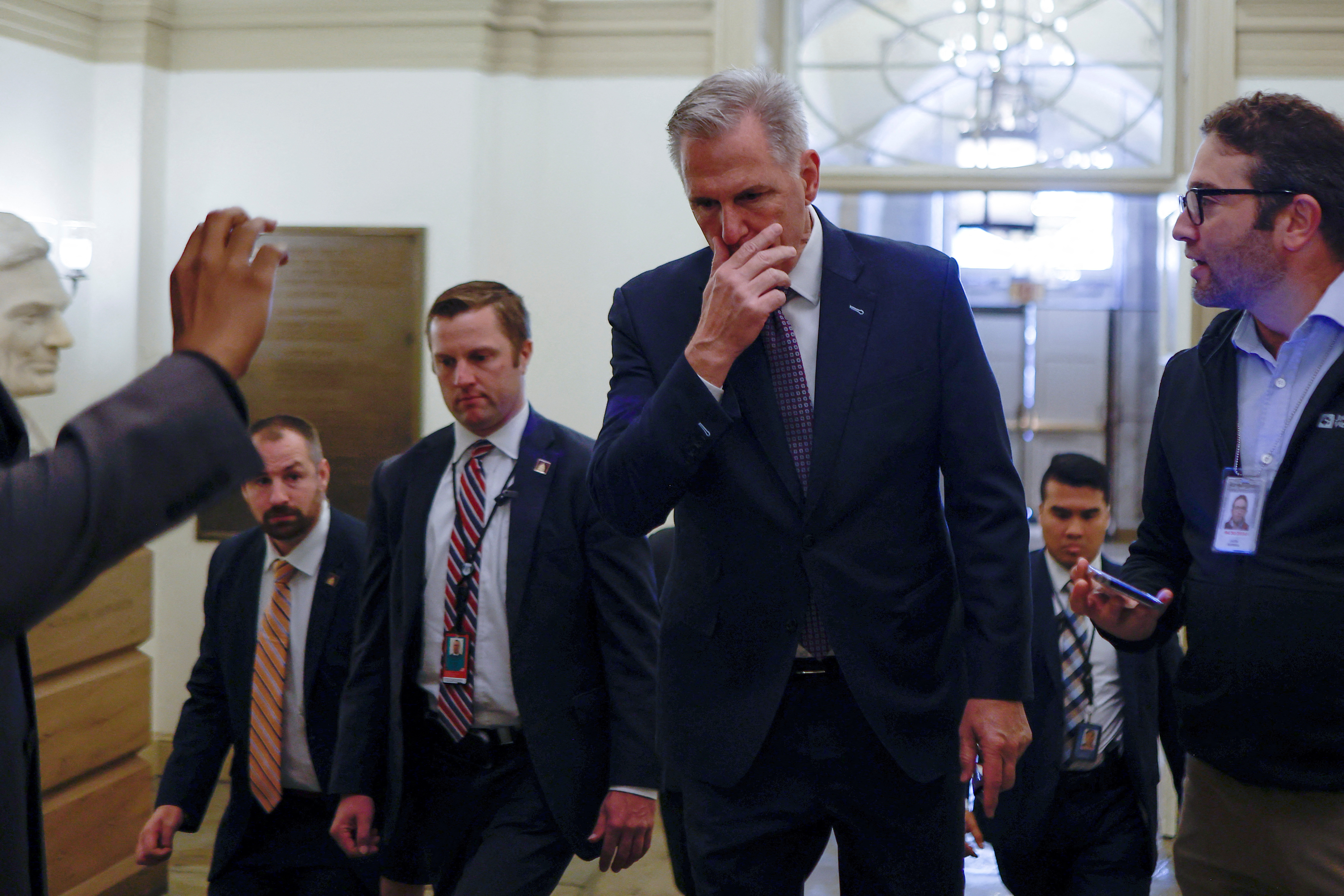 U.S. House Speaker McCarthy arrives for the day at the U.S. Capitol in Washington
