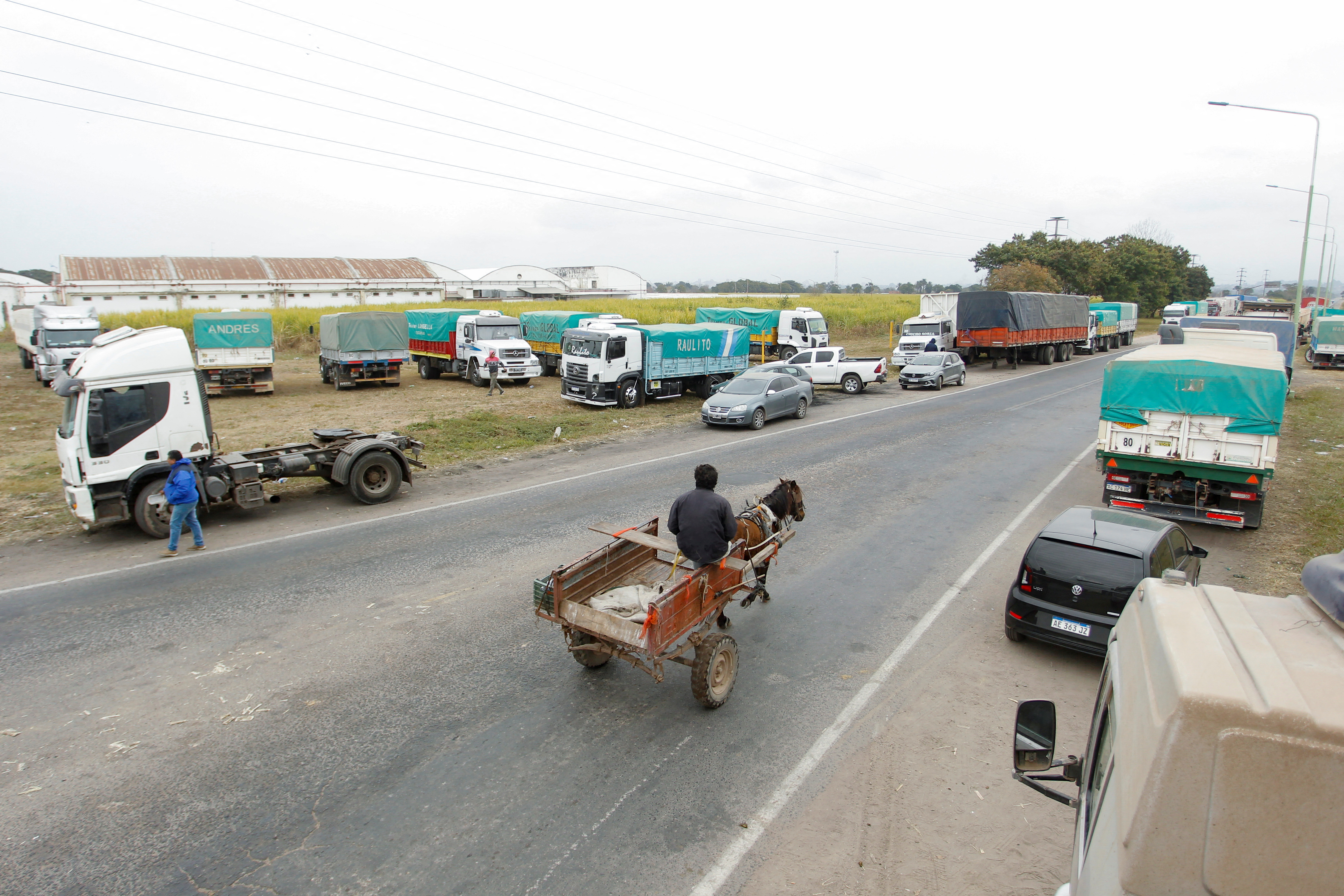Argentine truck drivers block roads at harvest peak, in the outskirts of Tucuman