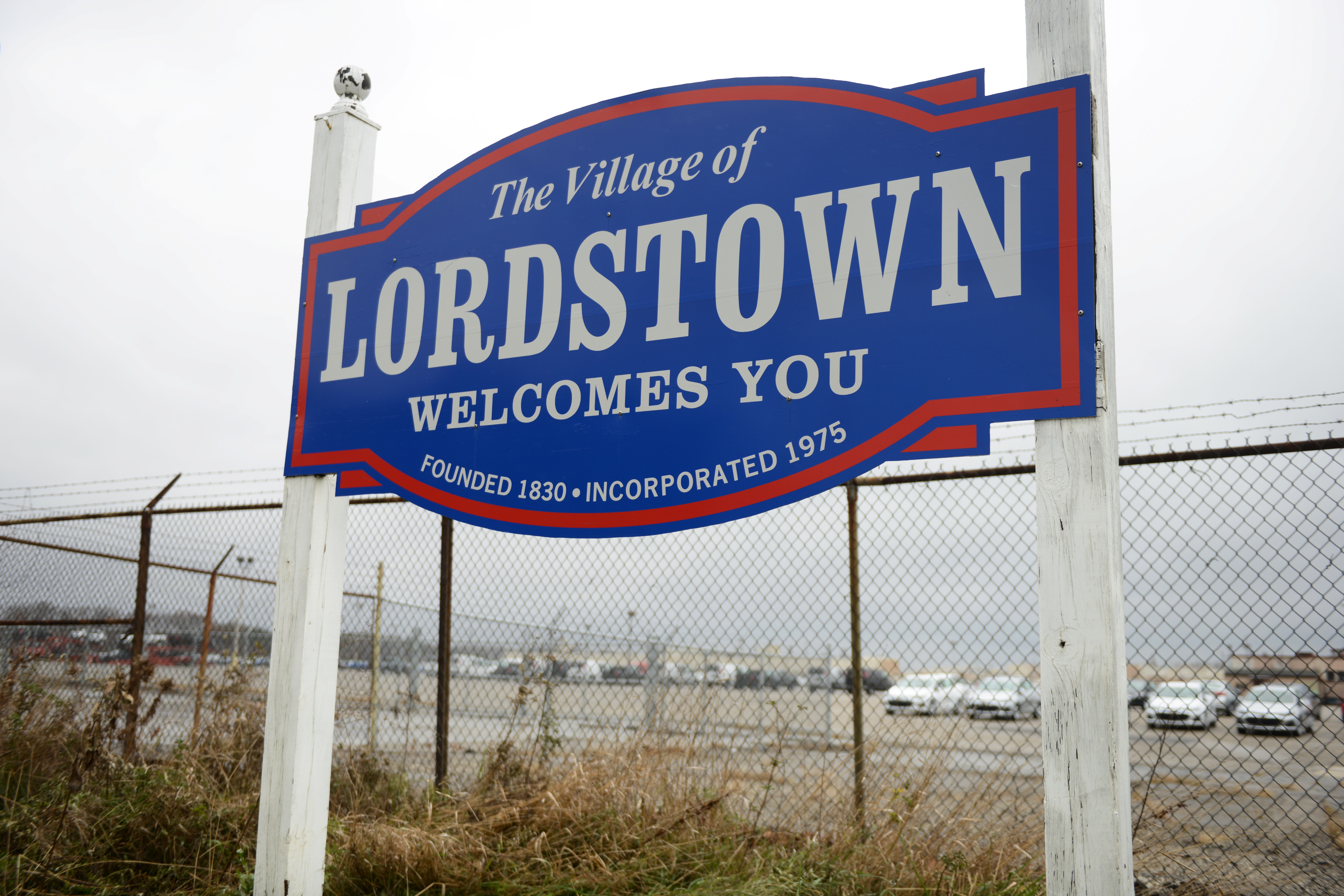 A sign welcomes visitors to the General Motors Lordstown Complex assembly plant in Warren
