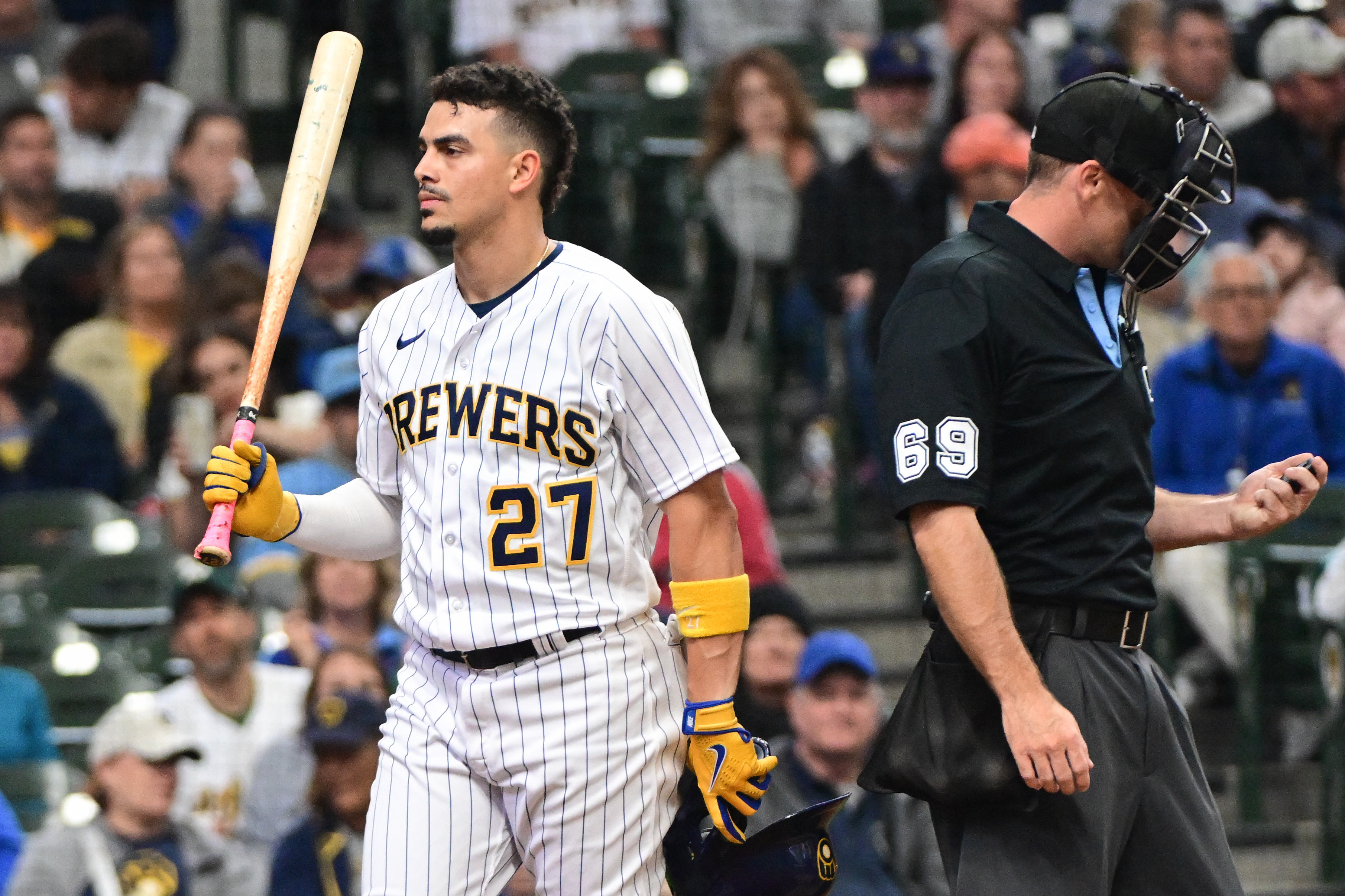 Luis Urias 2021 Game-Used Home Pinstripe Jersey