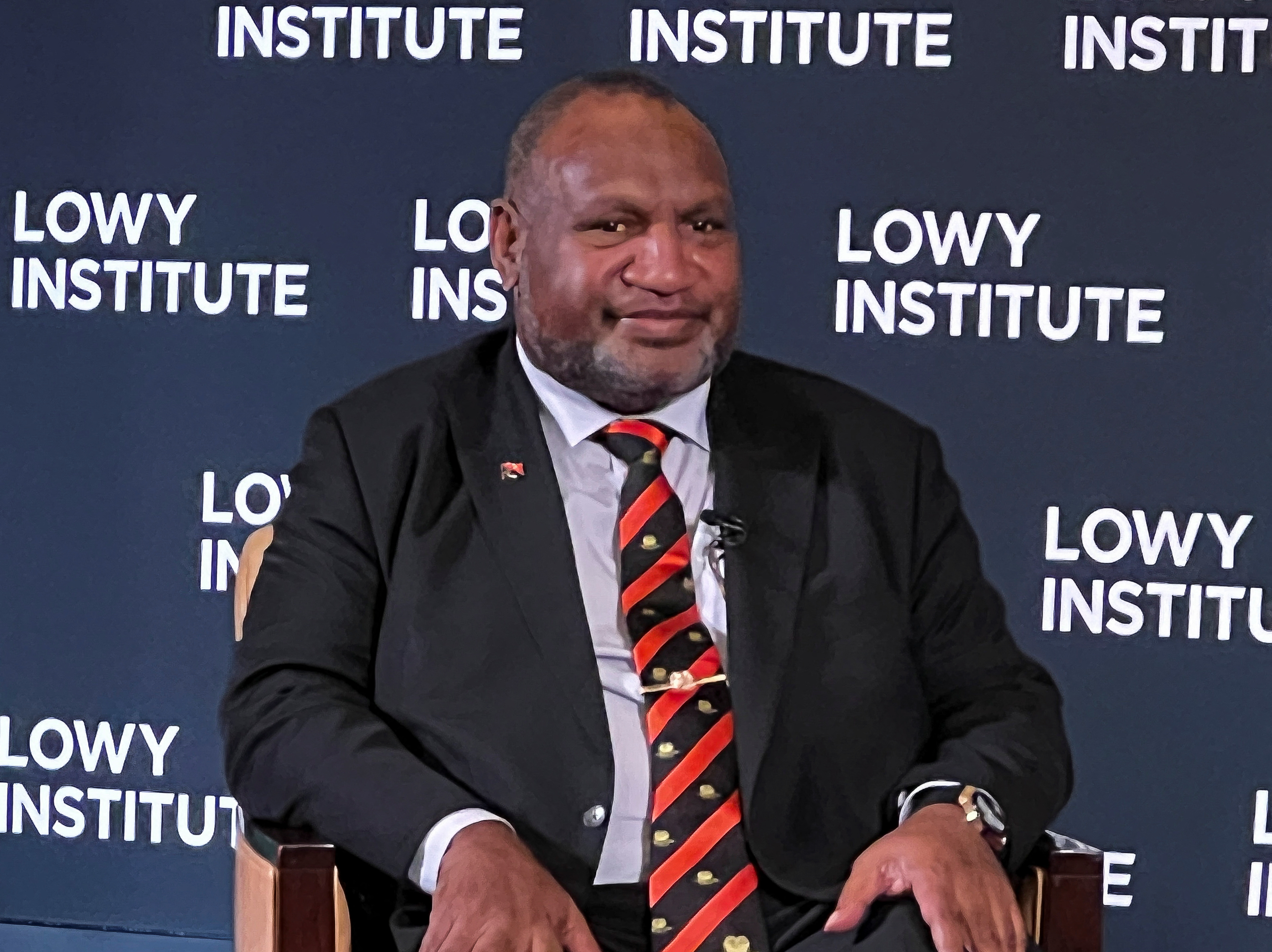 Papua New Guinea Prime Minister James Marape attends the Lowy Institute think tank in Sydney
