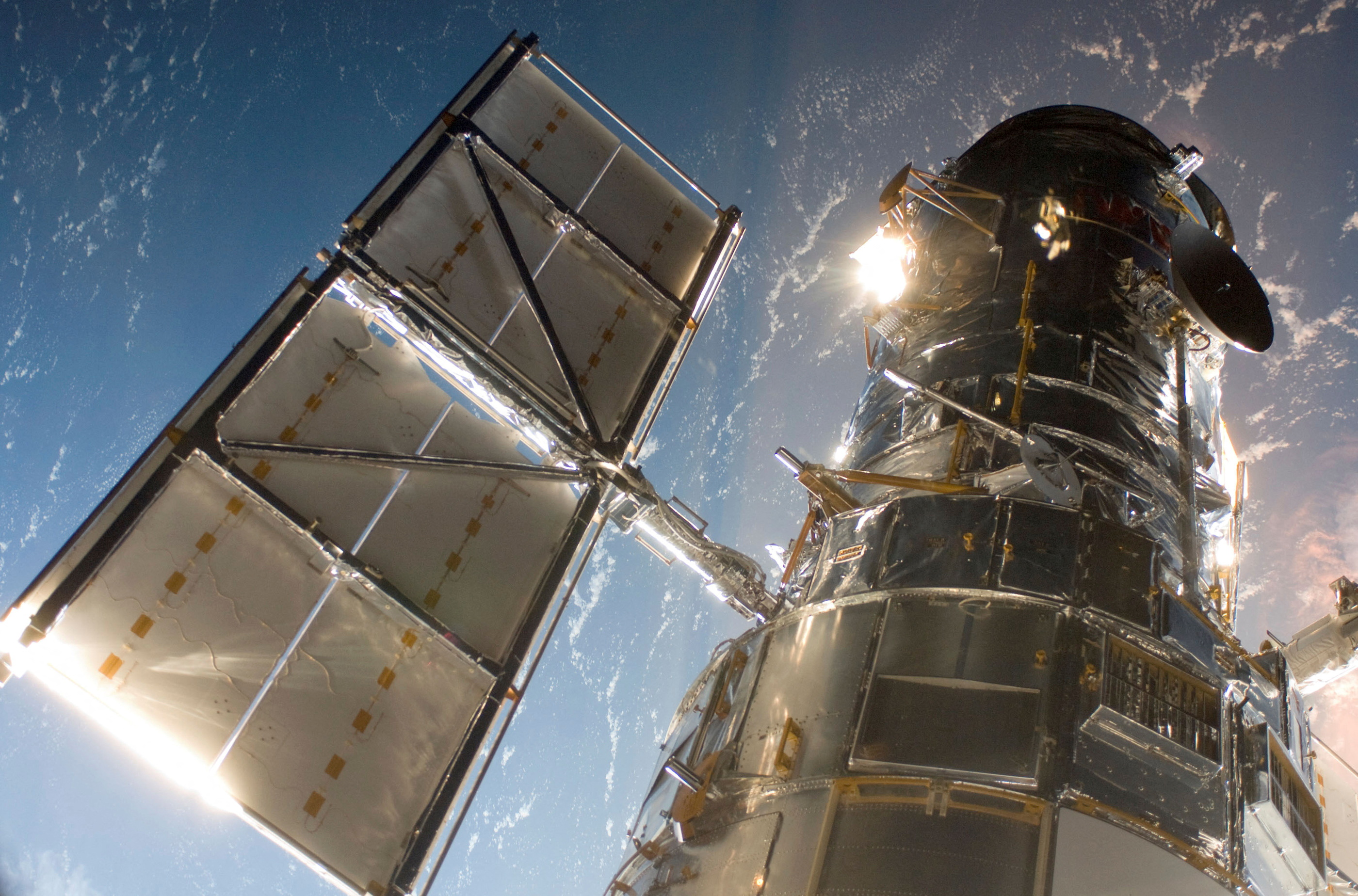 An STS-125 crewmember onboard the Space Shuttle Atlantis snapped this still photo of the Hubble Space Telescope