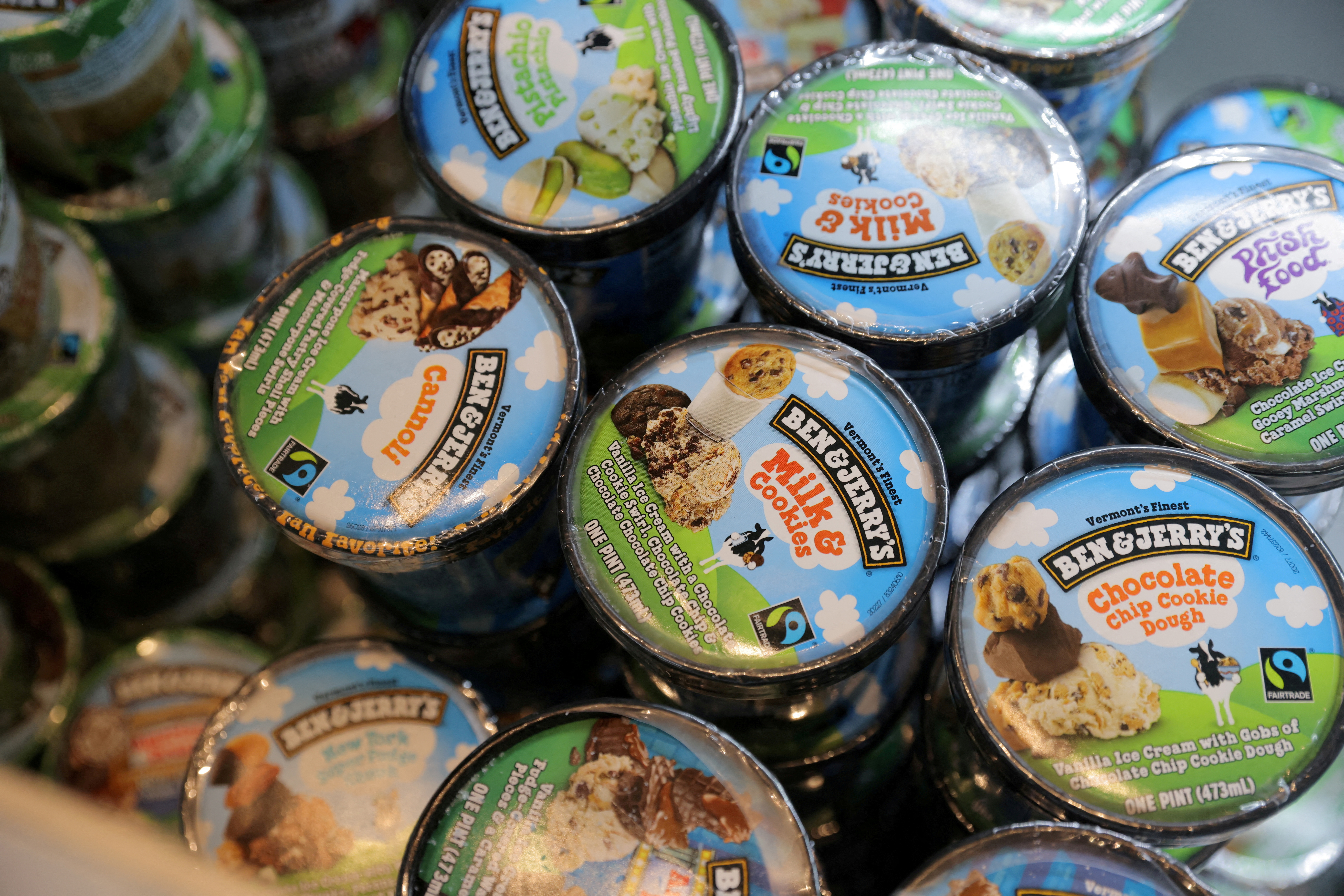 FILE PHOTO: Ben & Jerry's ice cream on display in a store in Manhattan, New York City, U.S.