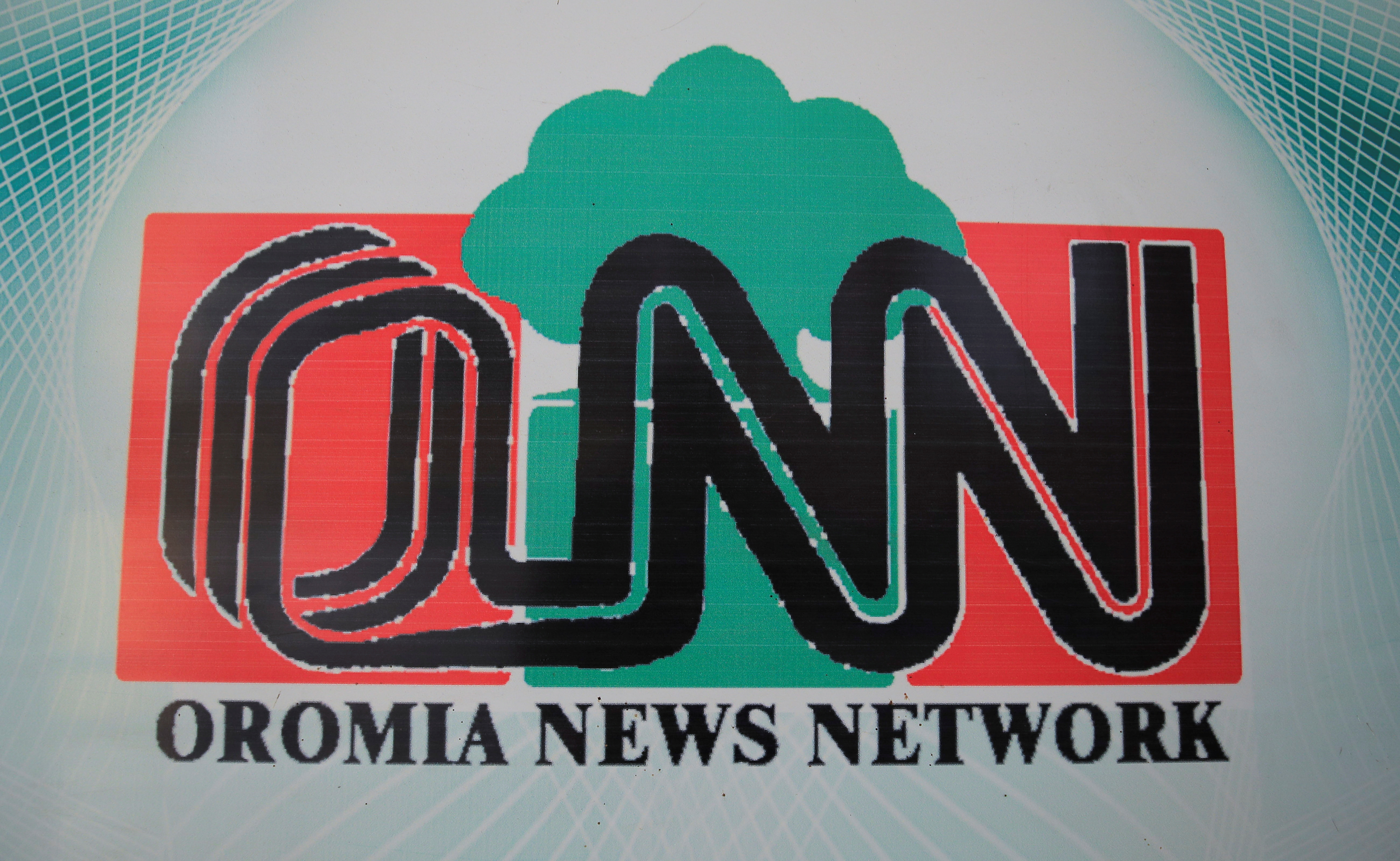 A logo of the Oromia News Network (ONN) is seen at their studios in Addis Ababa