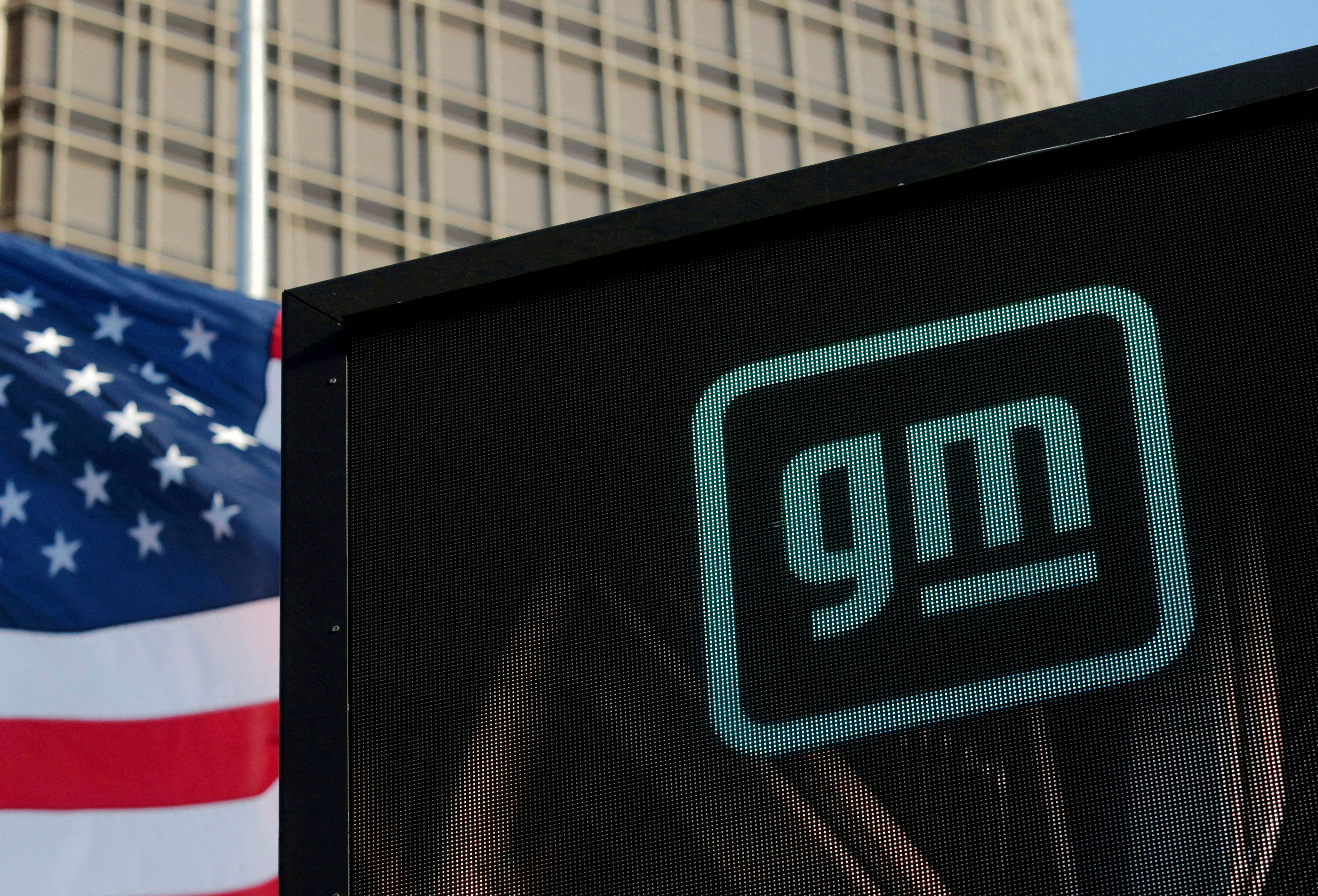 GM logo atop the company's headquarters