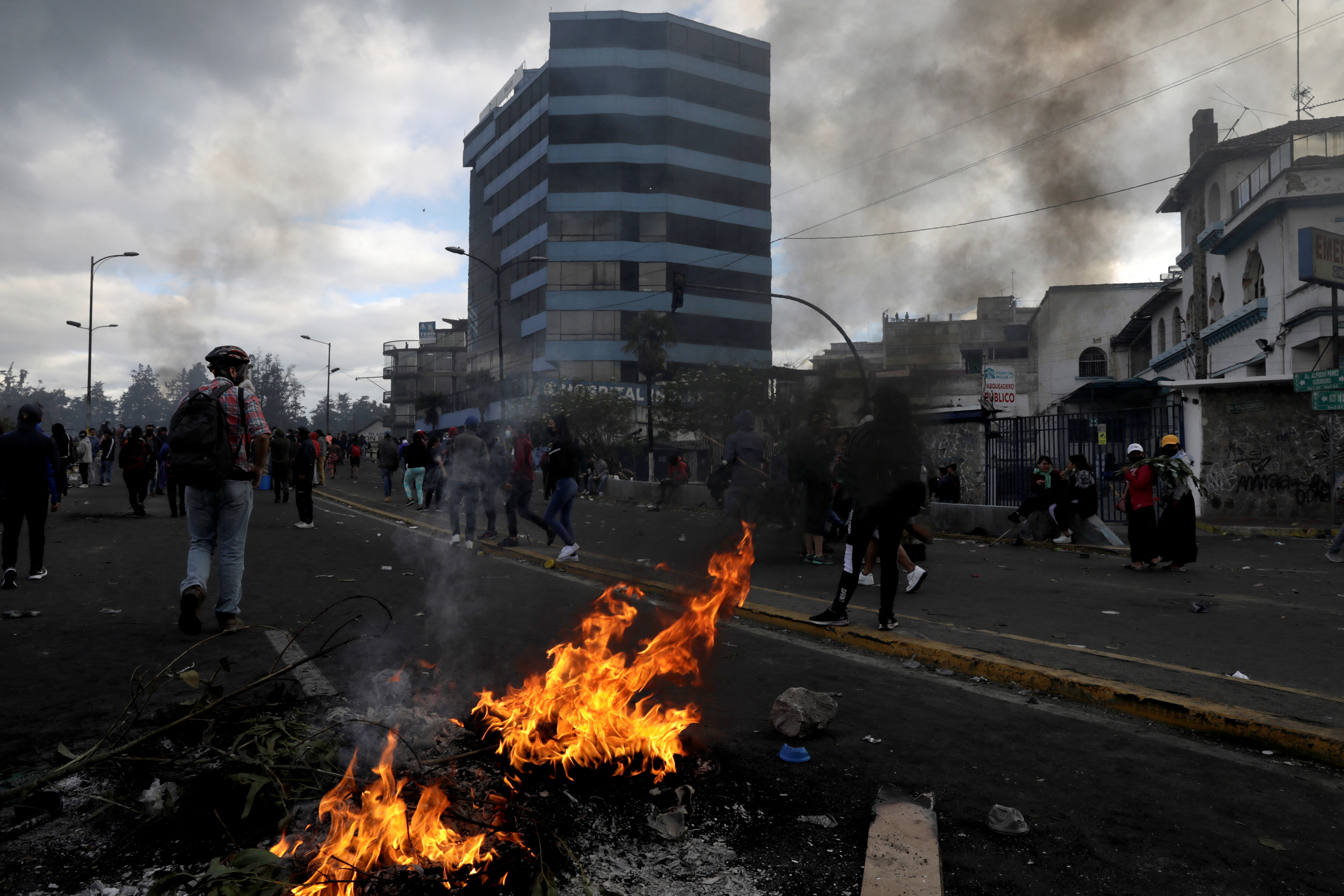 Indigenous protesters march through Quito demanding concessions from President Lasso