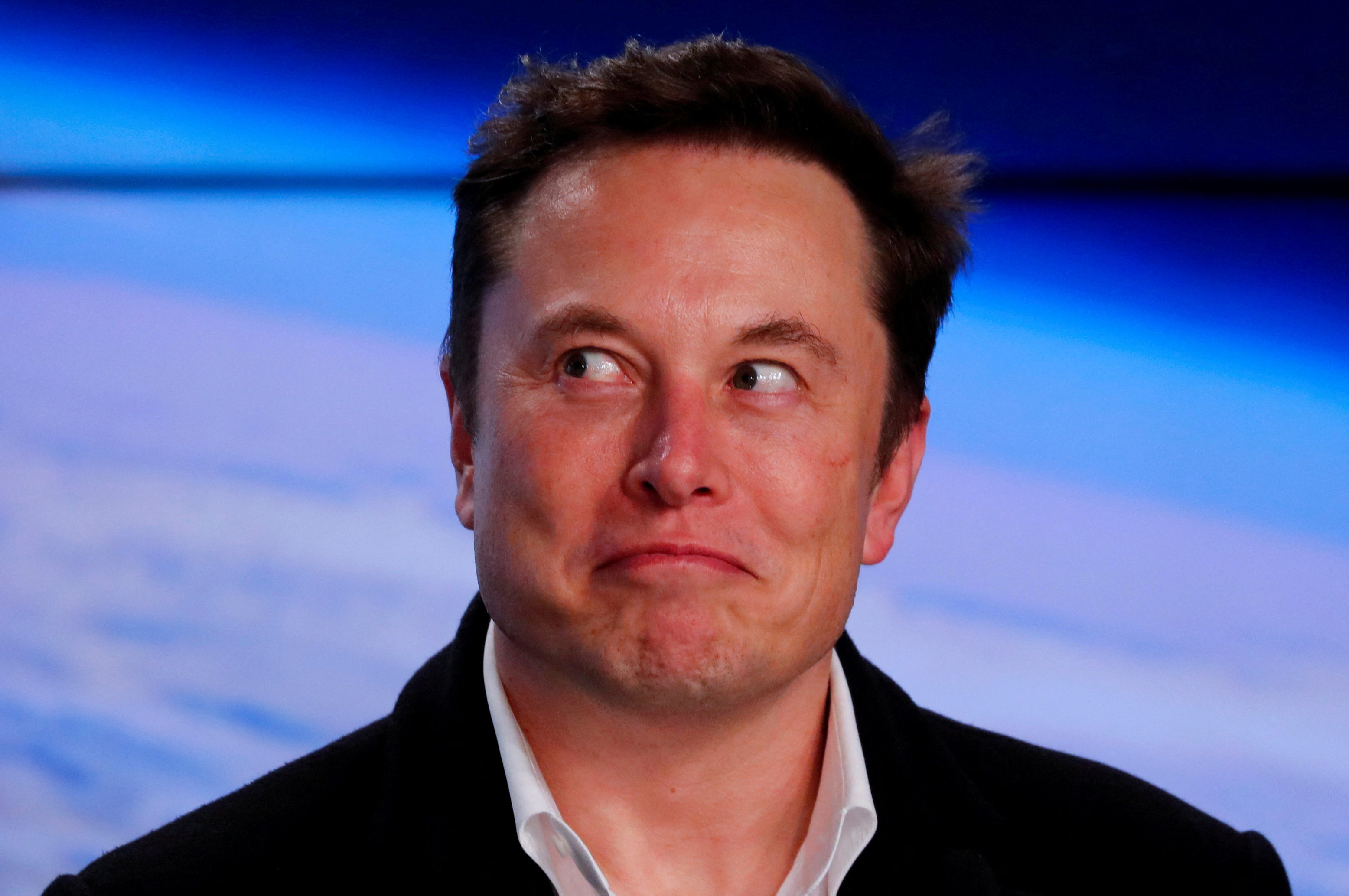 SpaceX founder Musk reacts at a post-launch news conference in Cape Canaveral