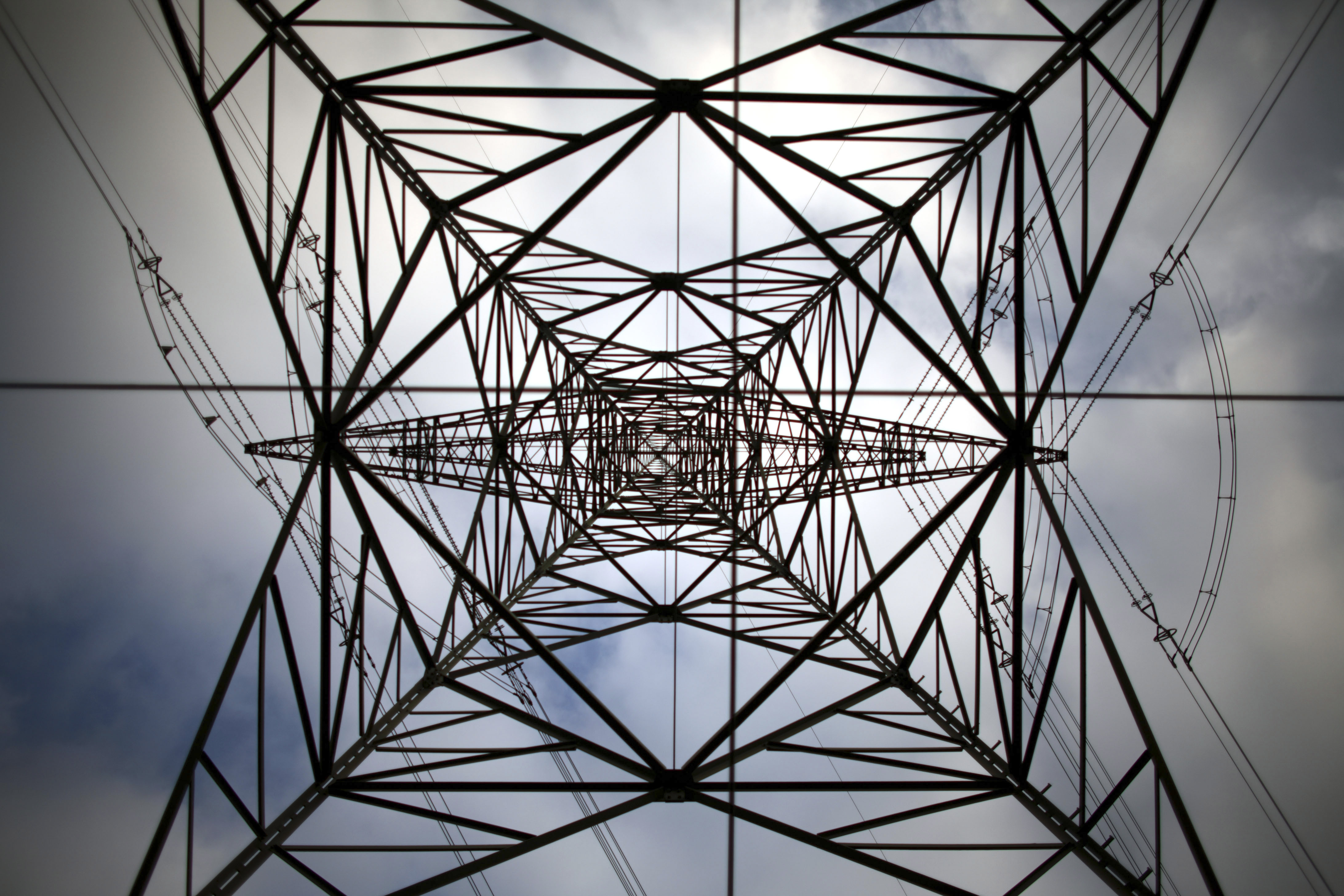 File picture shows a high-voltage power line tower near Berlin