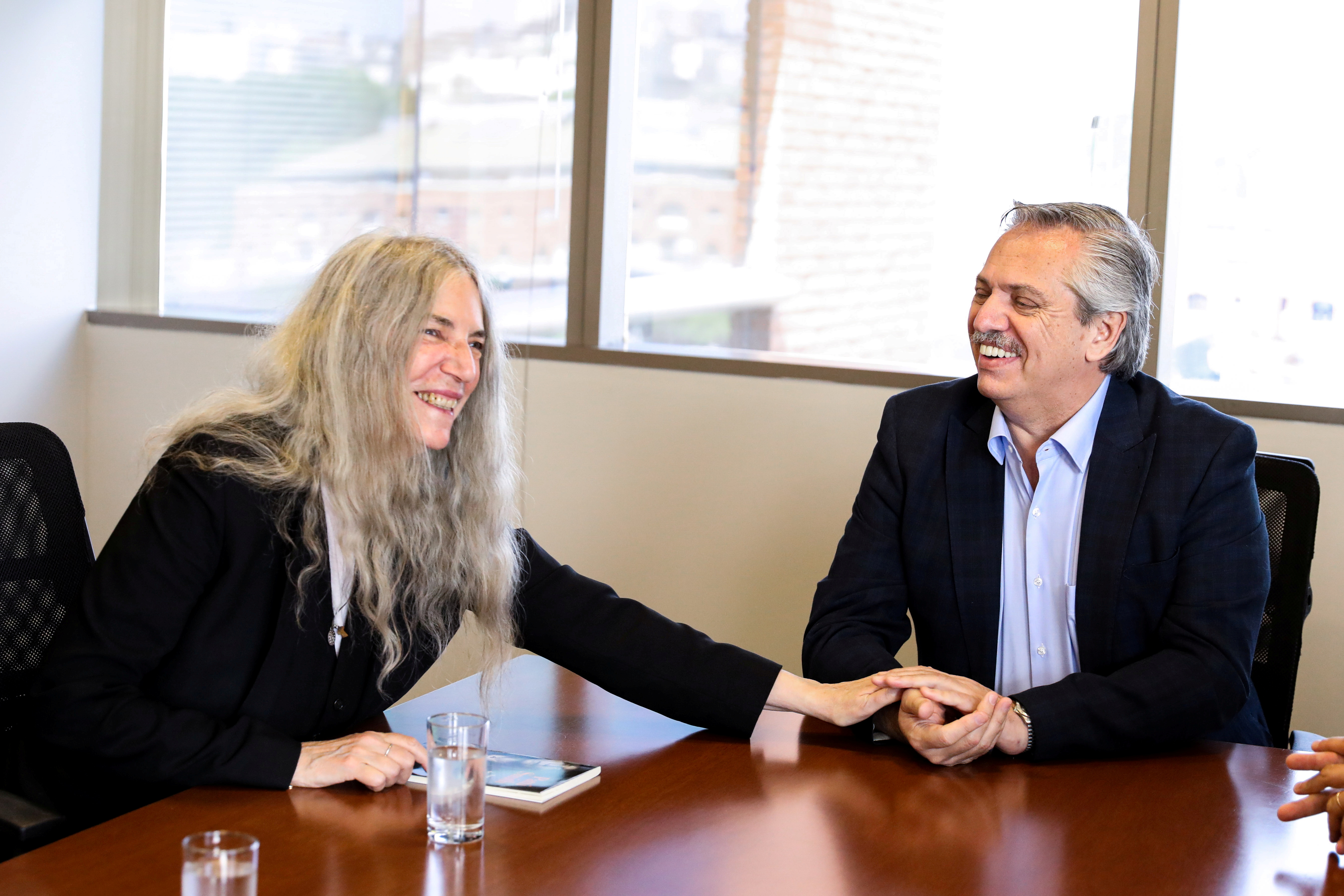 Musician Patti Smith and Argentina's President-elect Alberto Fernandez meet at Fernandez' office, in Buenos Aires
