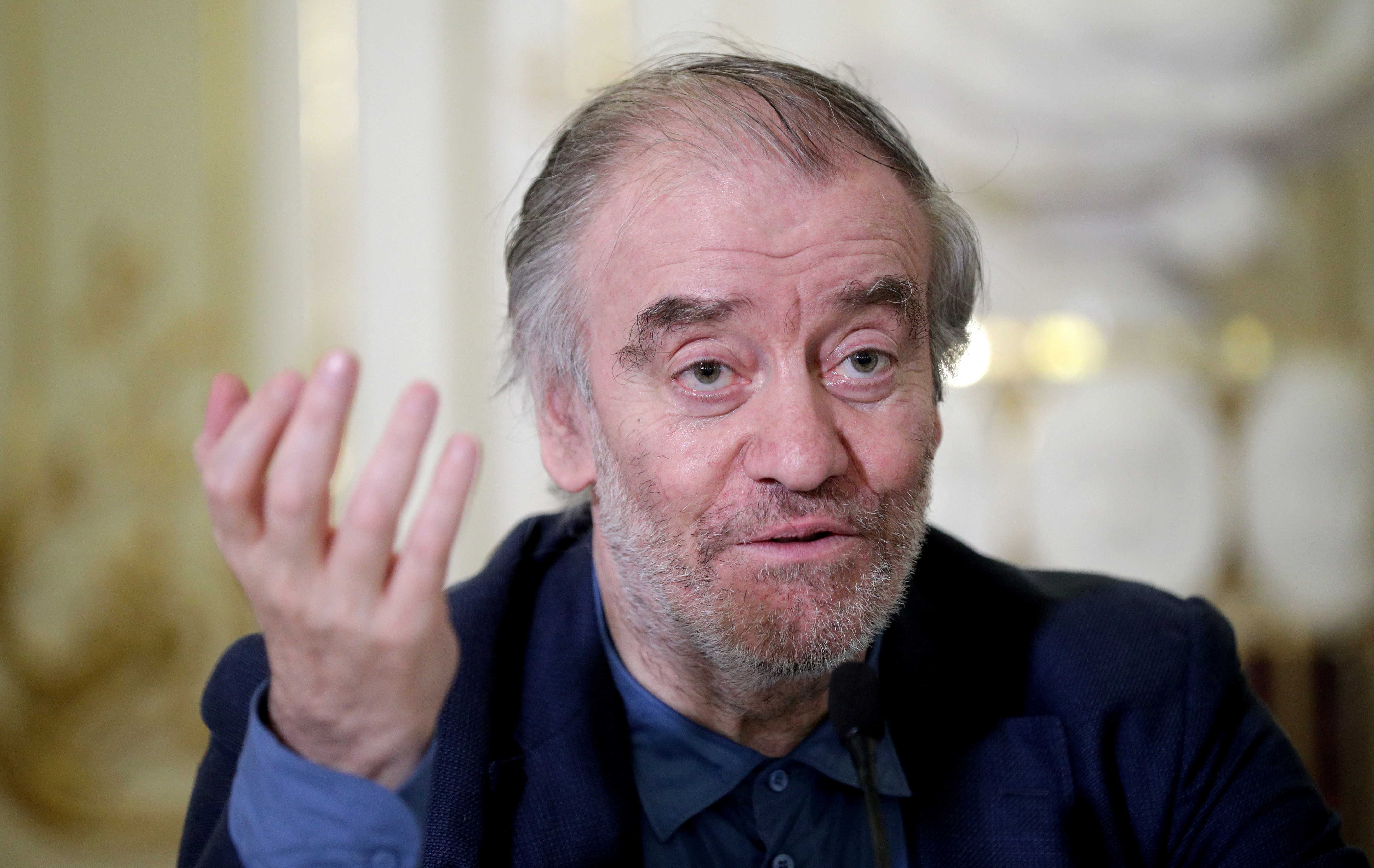 Russian conductor Valery Gergiev attends a news conference in Vienna