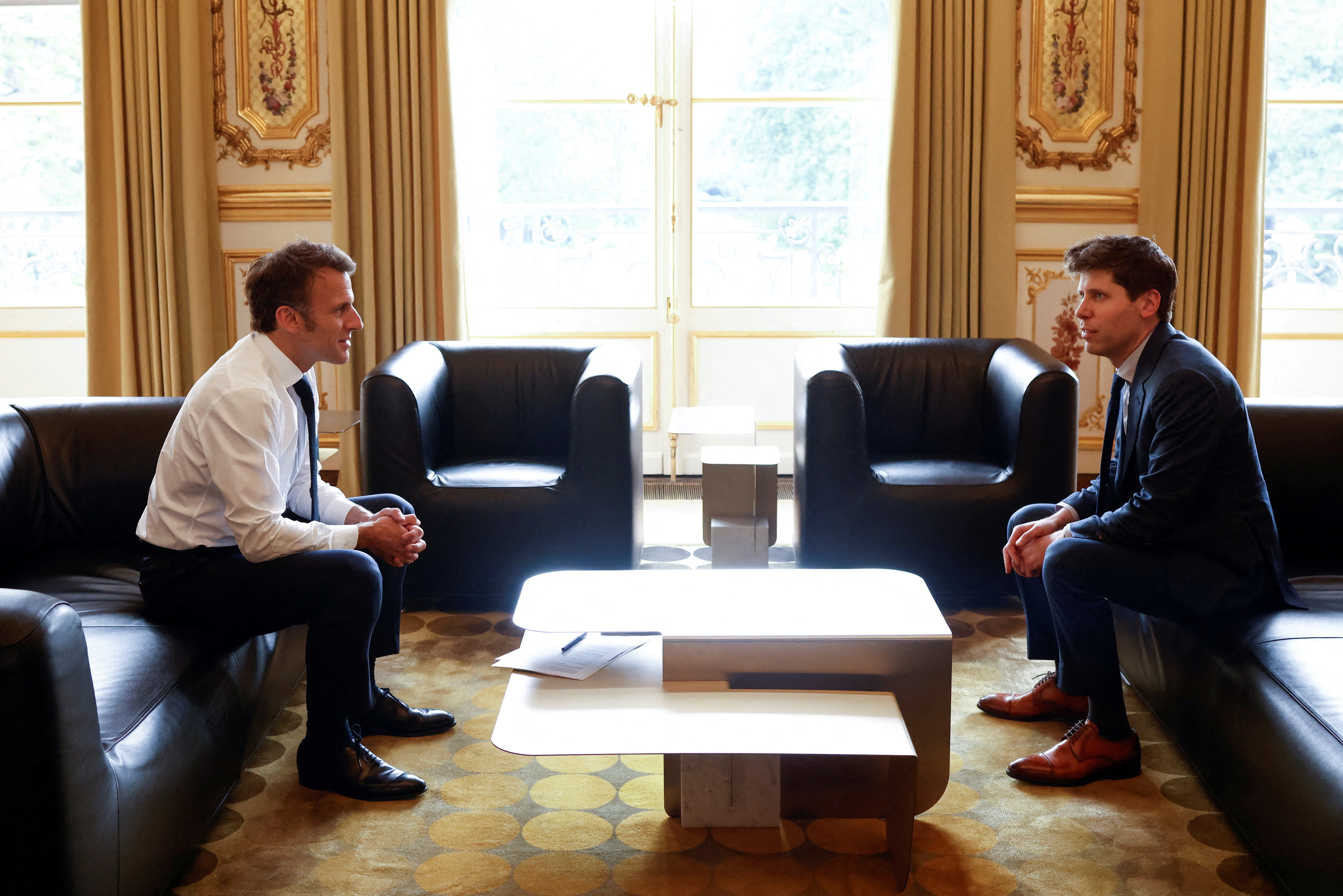 French President Emmanuel Macron meets OpenAI CEO Sam Altman in Paris, France