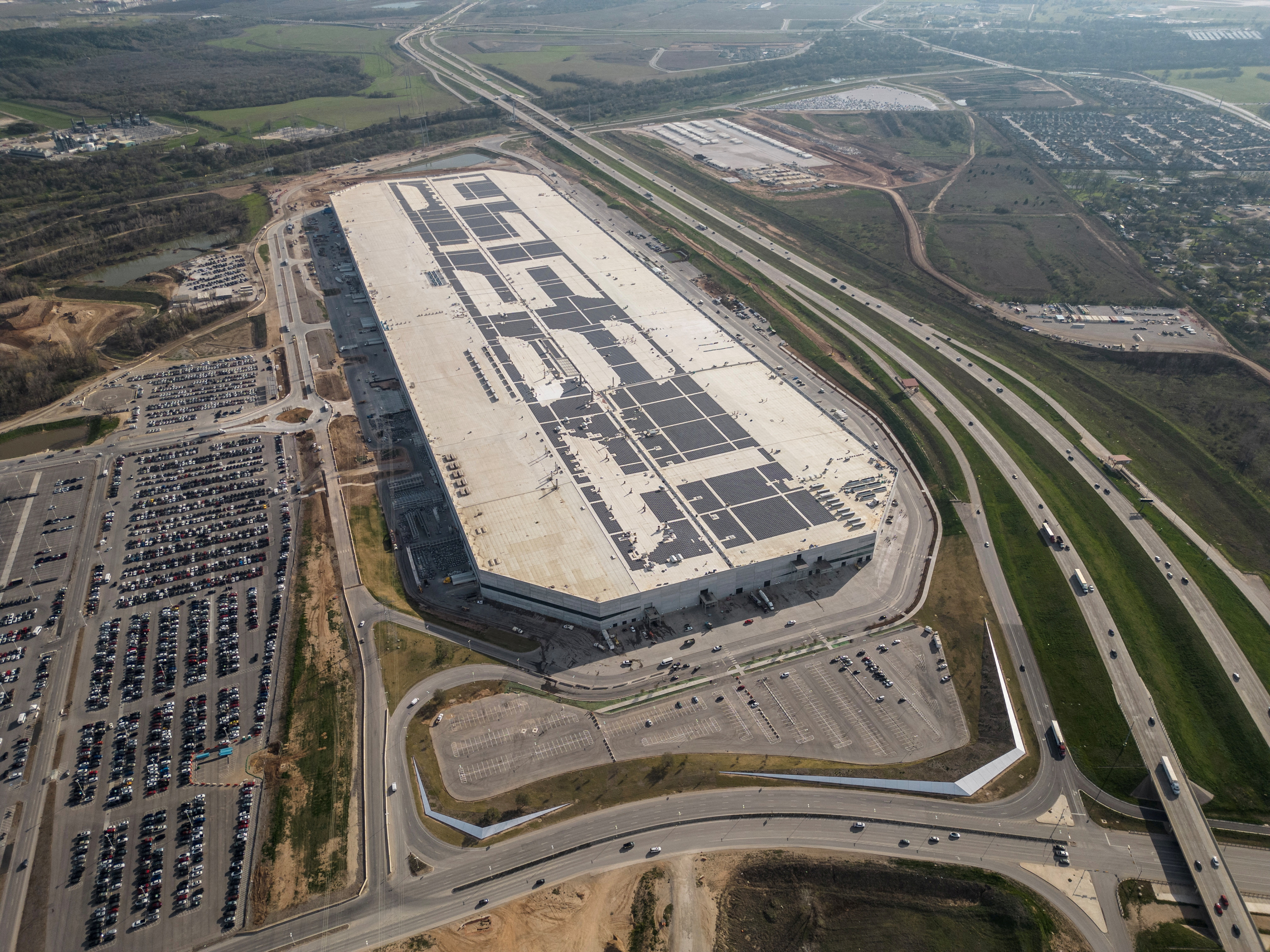 A general view of the Tesla gigafactory in Austin