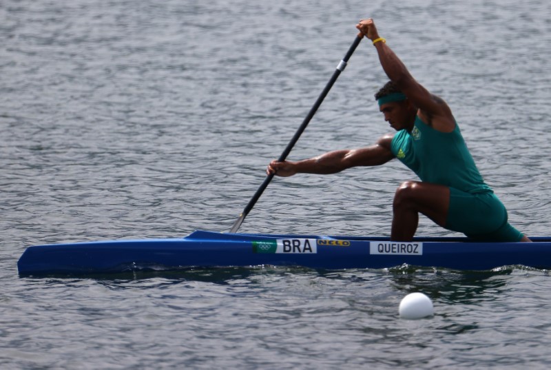 Tokyo 2020 Olympics - Canoe Sprint - Men's C1 1000m - Semifinal 2 - Sea Forest Waterway, Tokyo, Japan - August 7, 2021. Isaquias Queiroz Dos Santos of Brazil in action REUTERS/Maxim Shemetov
