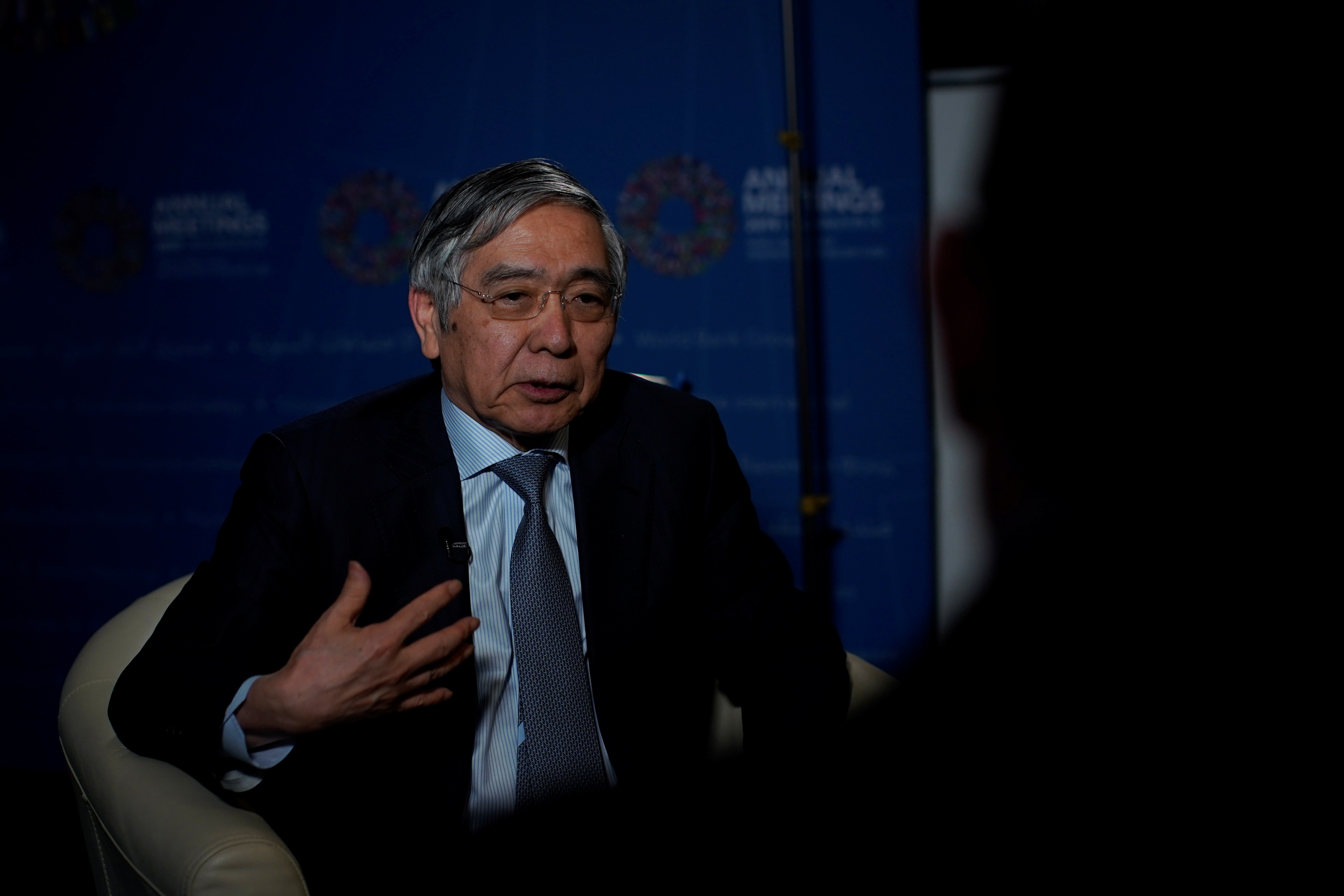 Bank of Japan (BOJ) Governor Haruhiko Kuroda, speaks during an interview with Reuters in Washington