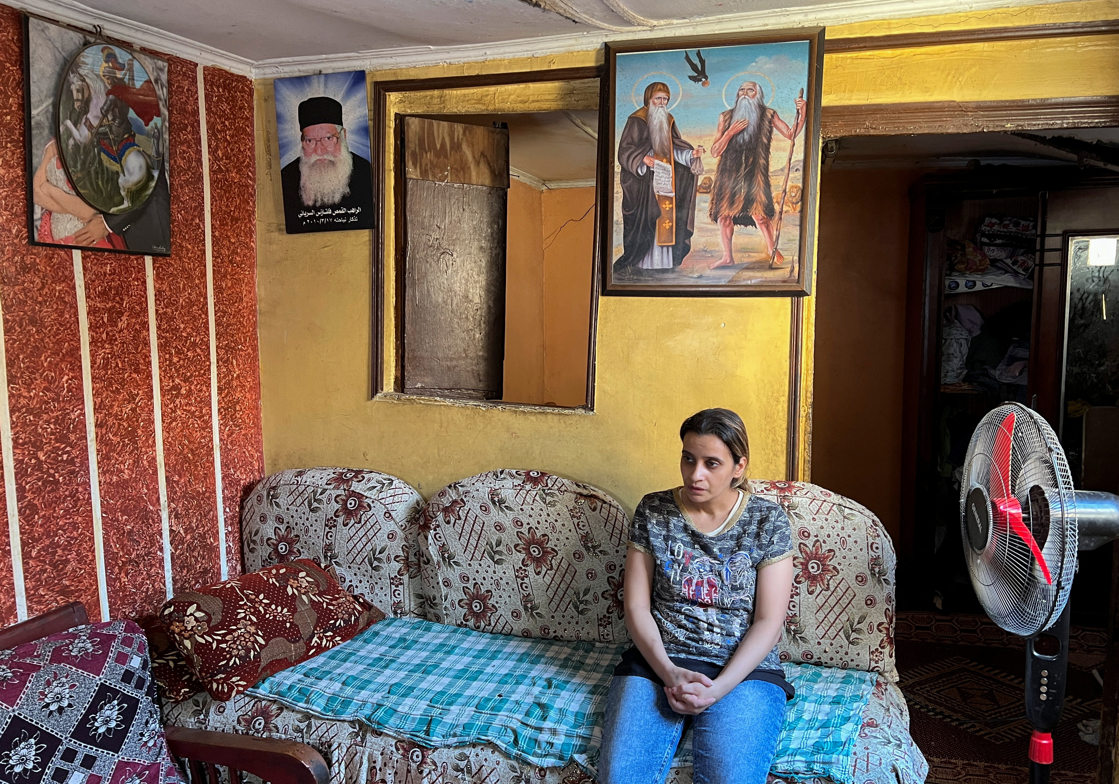 Mary Magdy, speaks at her home, in Cairo