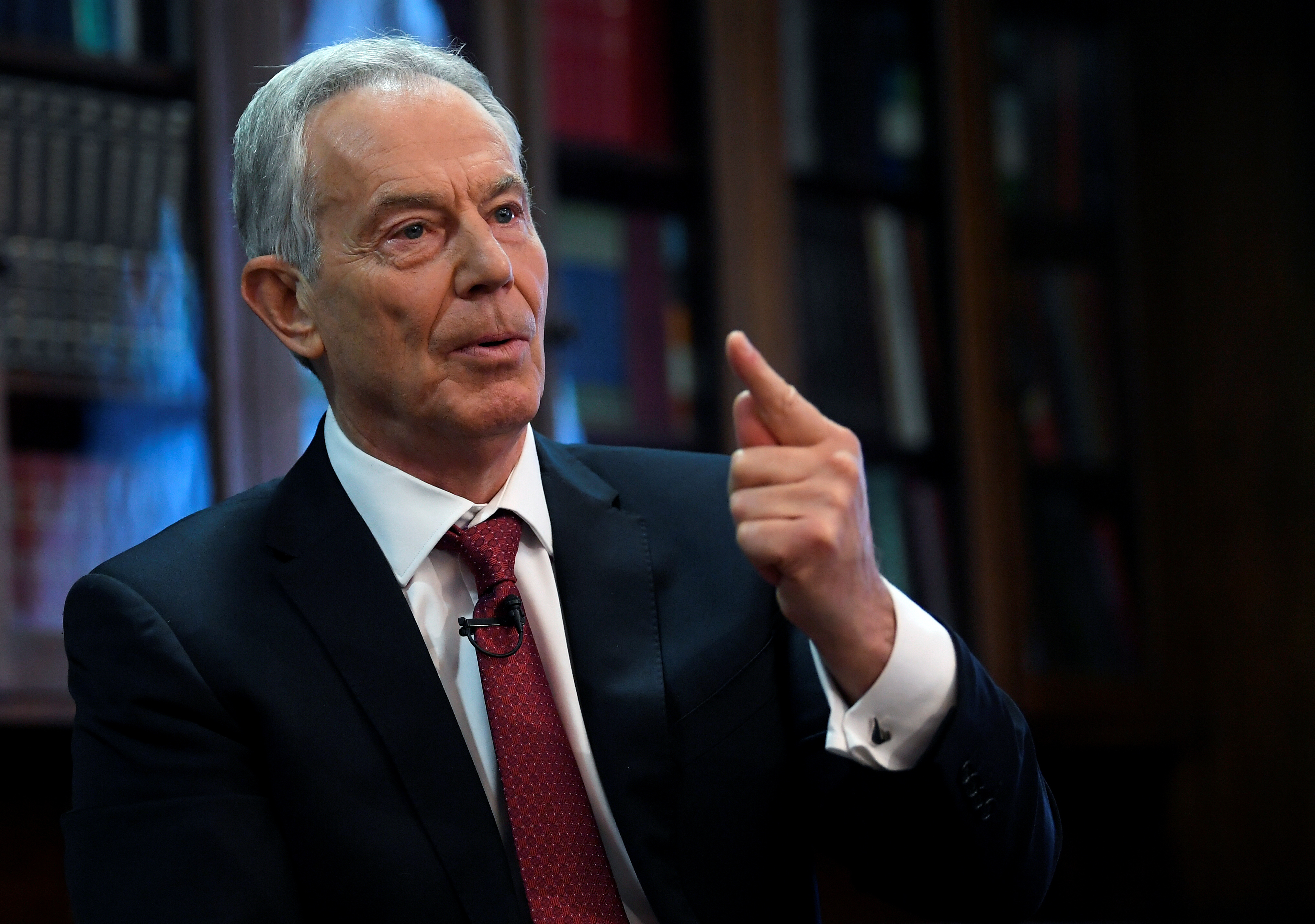 Former British Prime Minister Tony Blair speaks at the Hallam Conference Centre in London