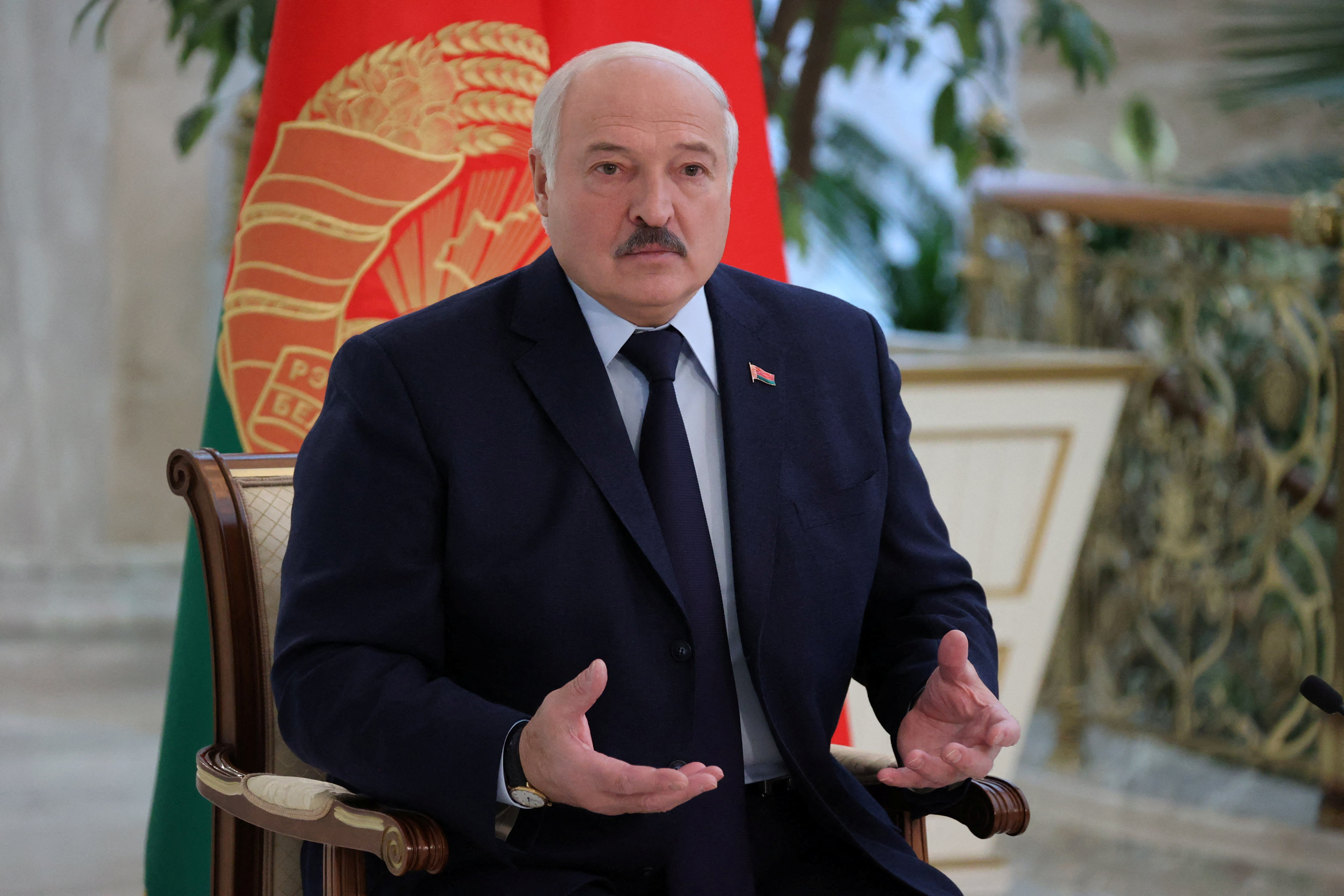 Belarus' President Lukashenko attends a news conference in Minsk