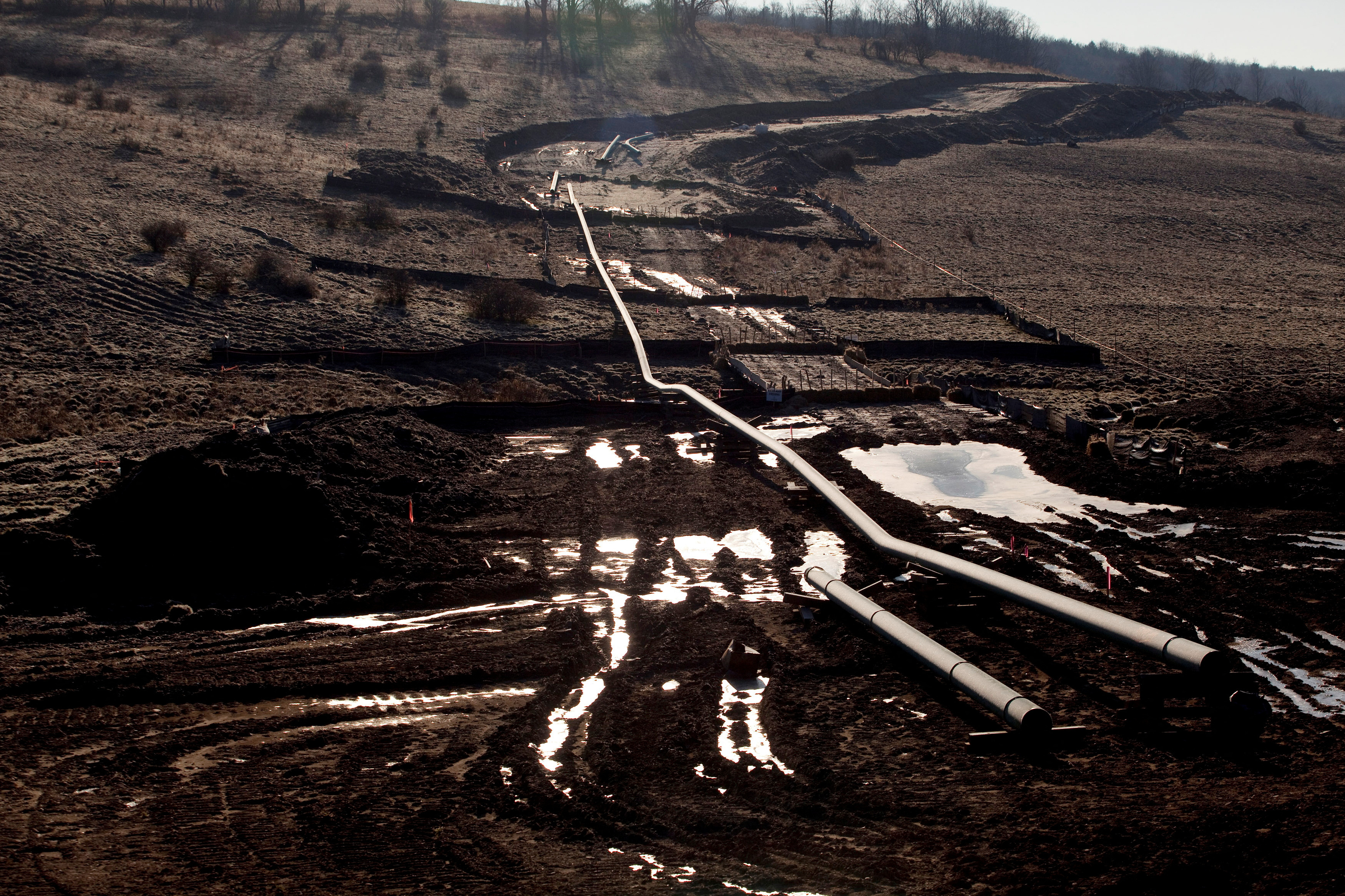 A natural gas pipeline is seen under construction near East Smithfield in Bradford County, Pennsylvania
