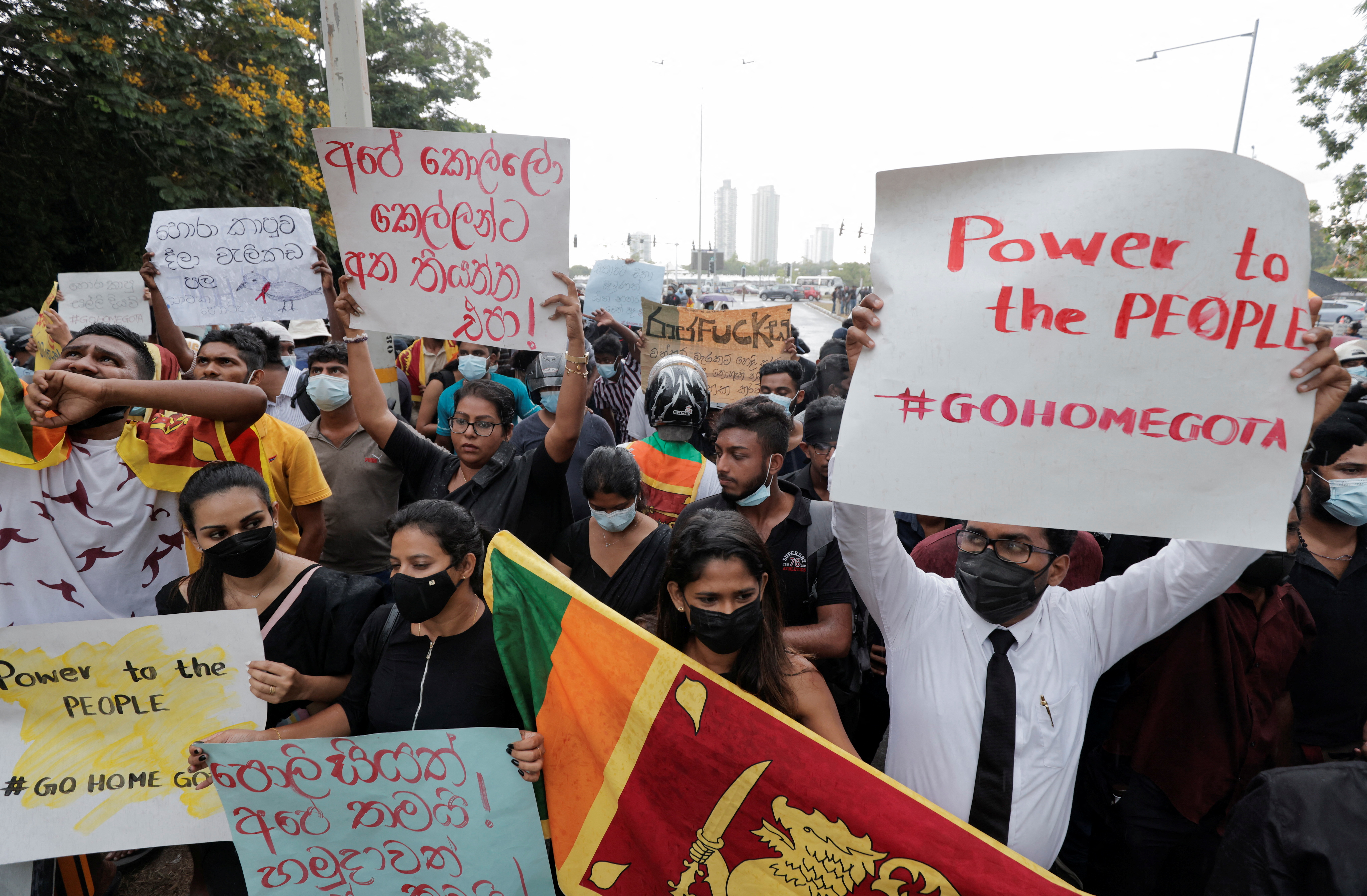 Protesters demand Sri Lanka's President Rajapaksa to resign in Colombo