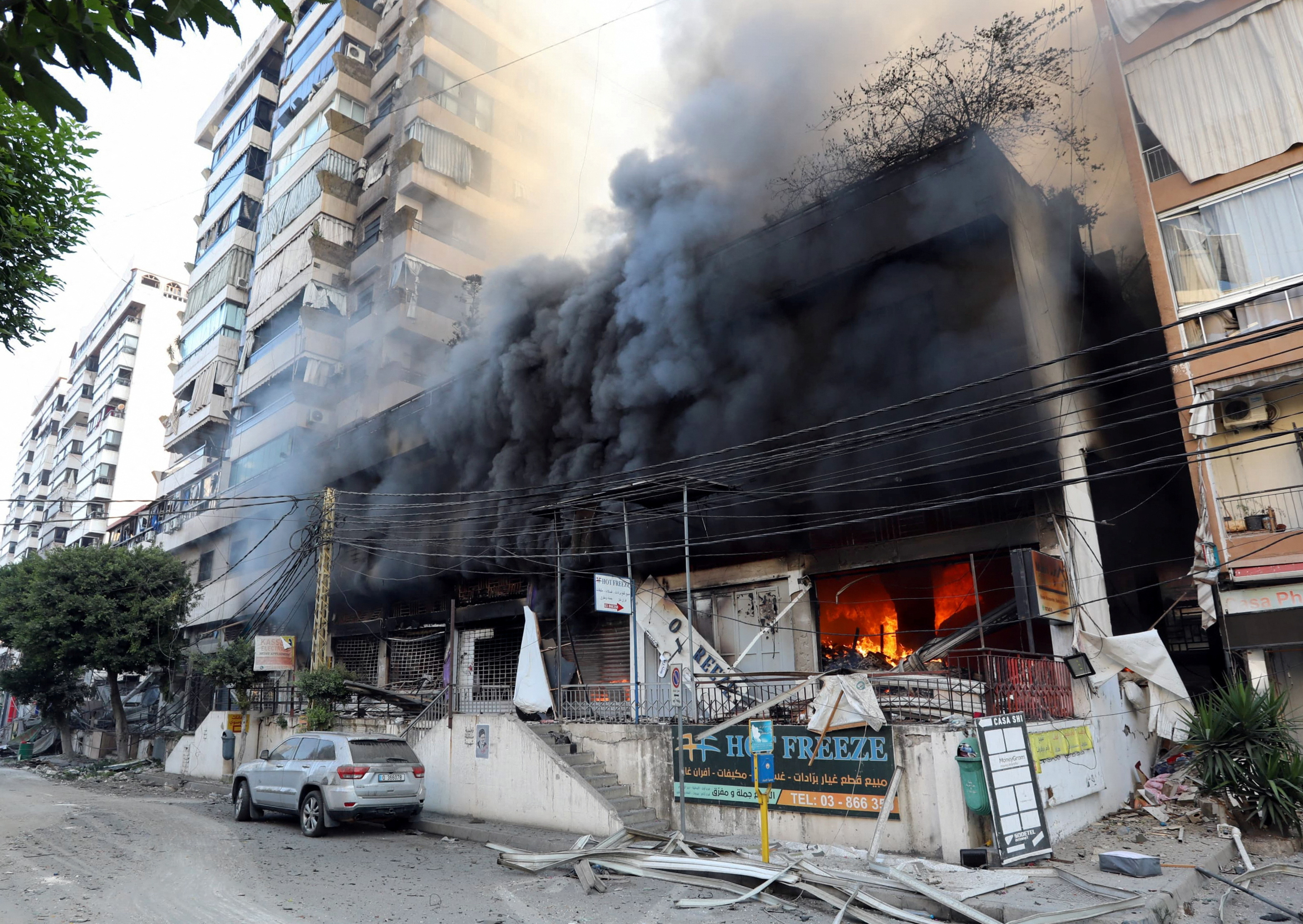 Aftermath of Israeli strikes on Beirut's southern suburbs