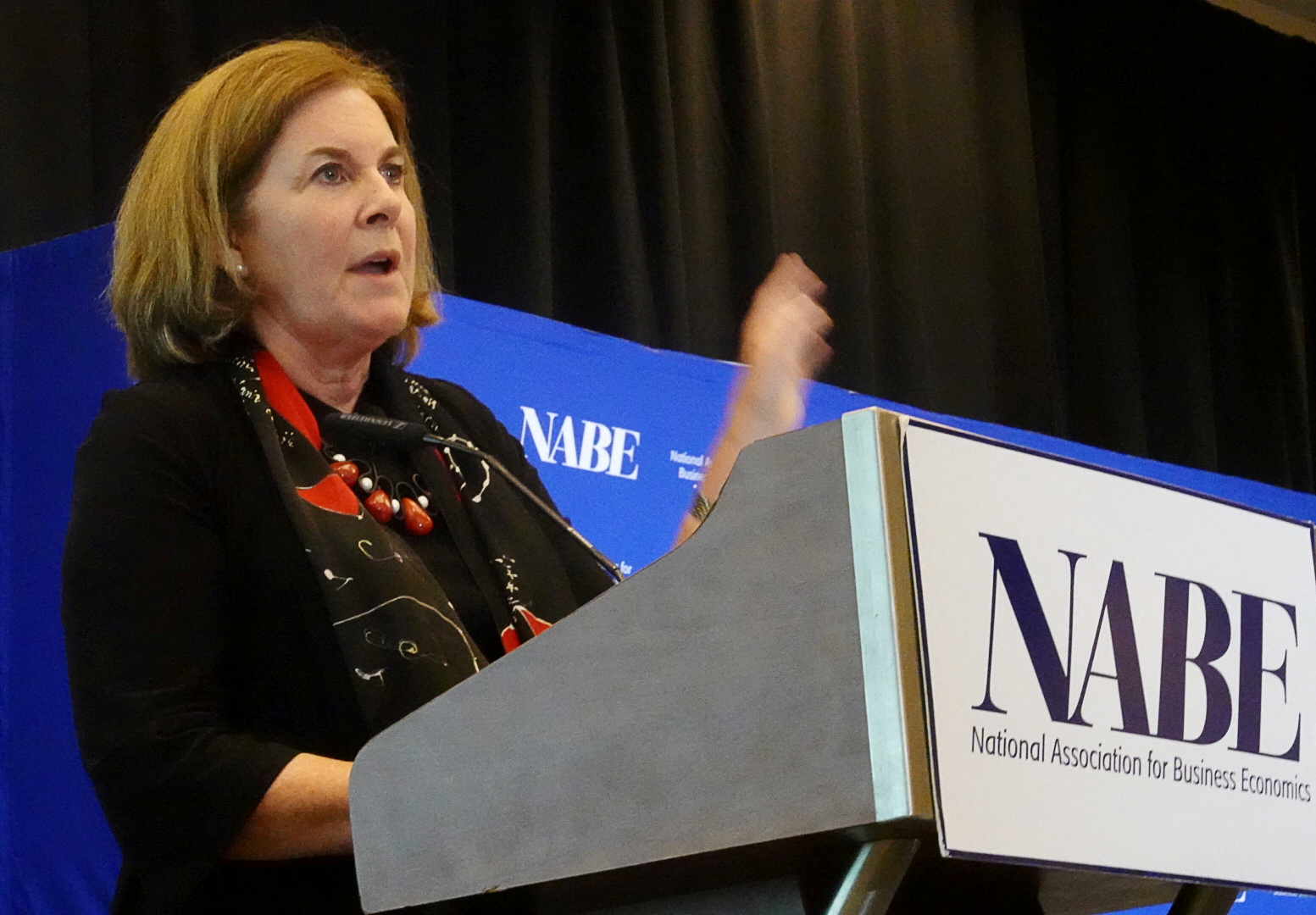 Kansas City Federal Reserve Bank President Esther George addresses the National Association for Business Economics in Denver