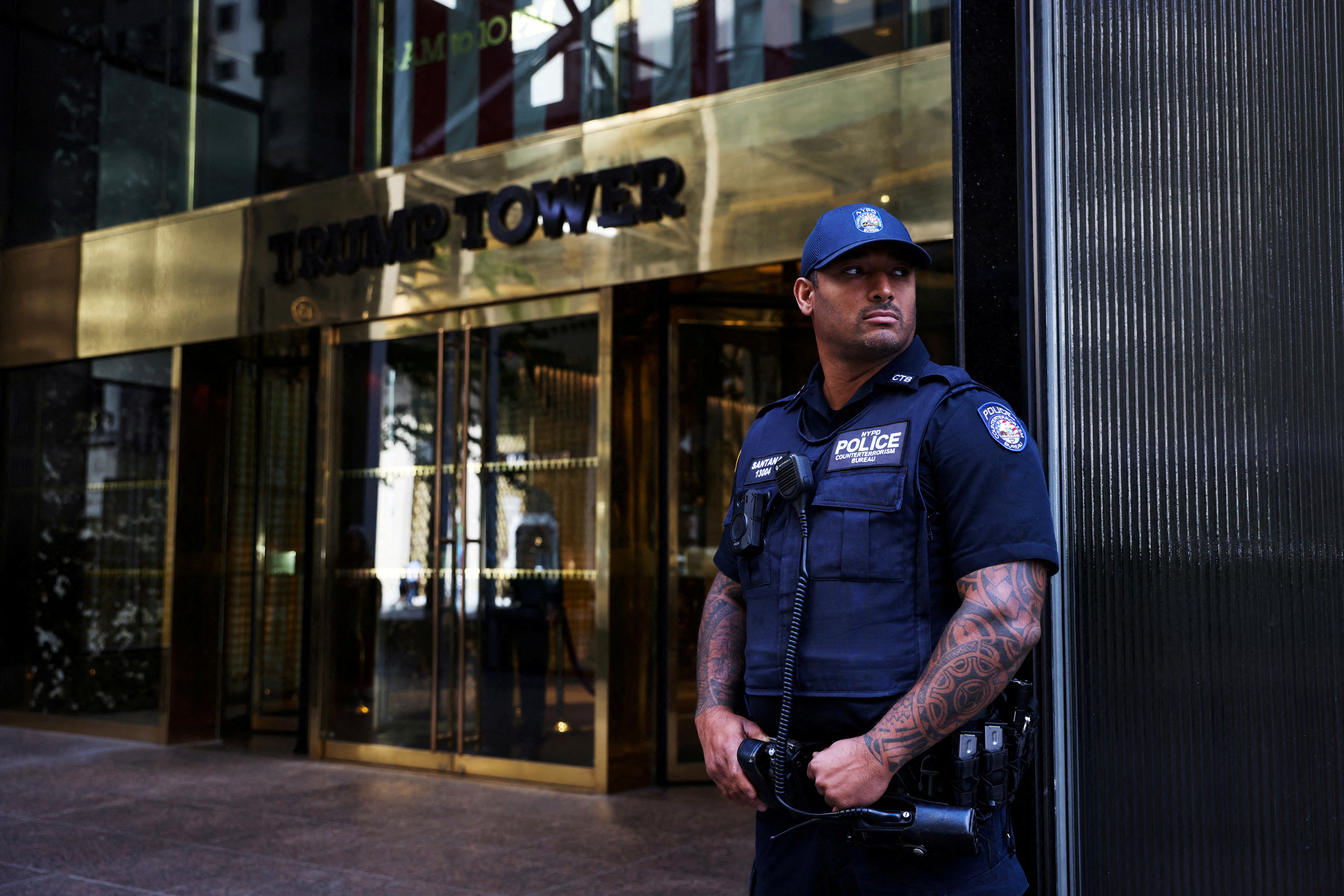 Trump Tower after former U.S. President Donald Trump said that FBI agents raided his Mar-a-Lago home, in Manhattan, New York City