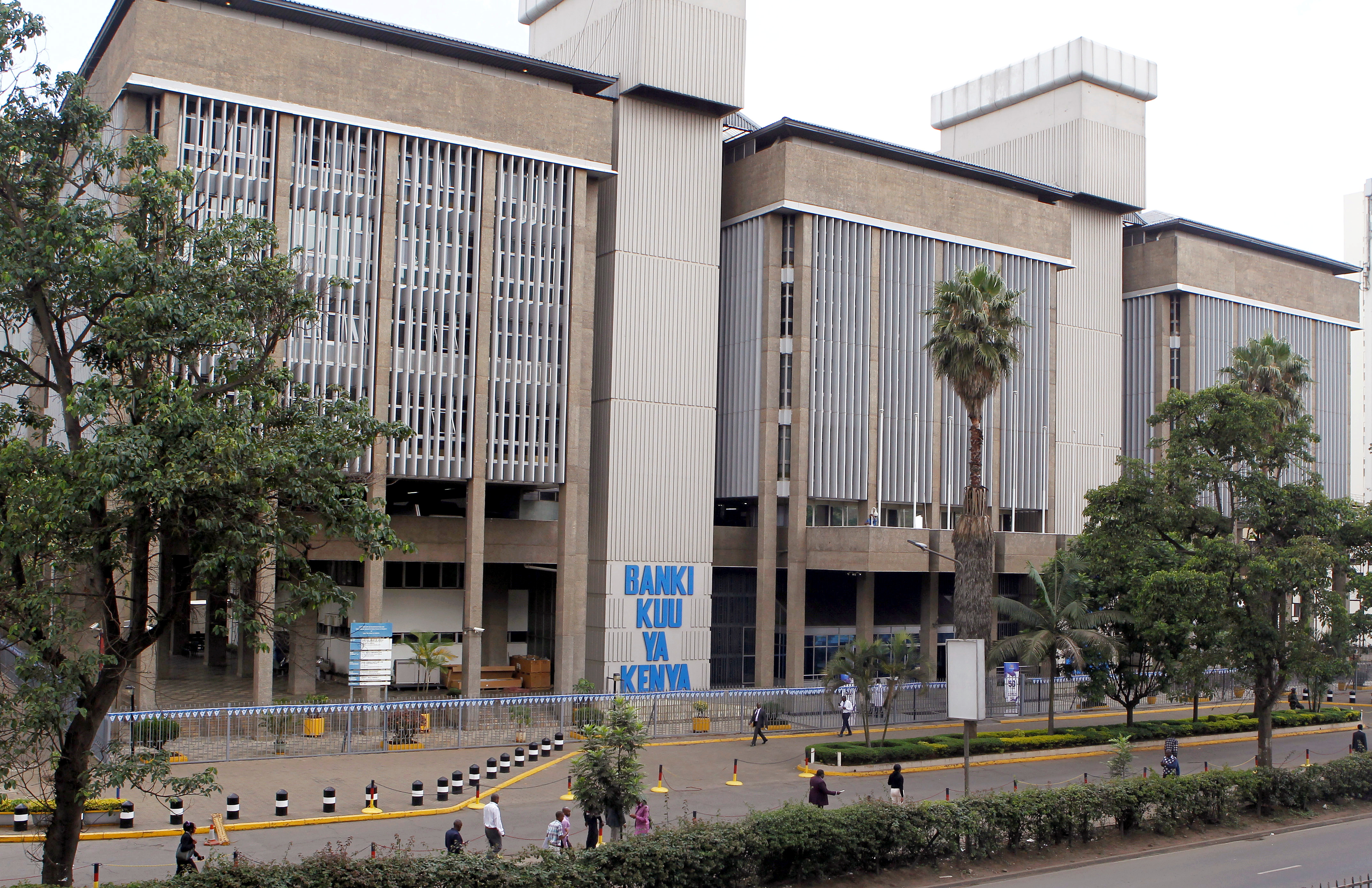 A general view shows the Central Bank of Kenya headquarters building along Haile Selassie Avenue in Nairobi