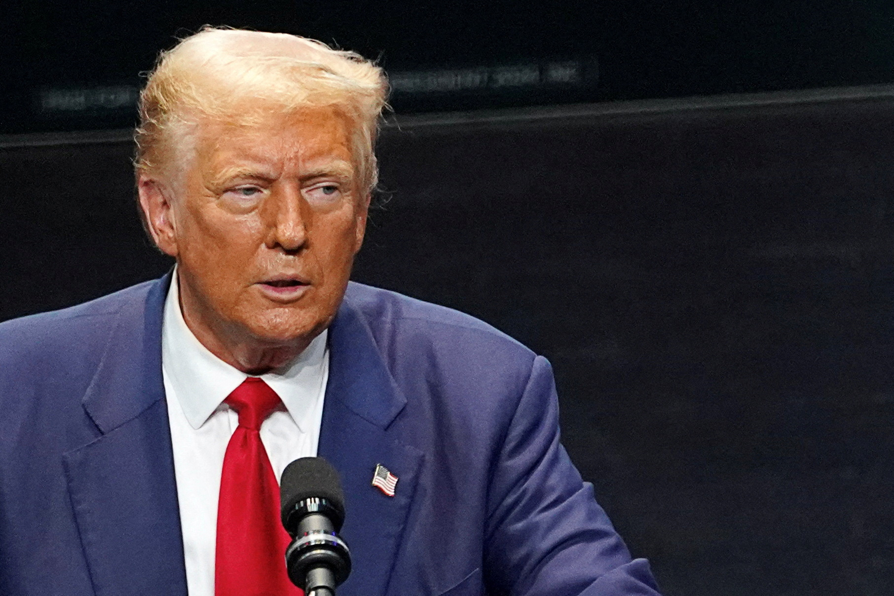 Former U.S. President Donald Trump holds a campaign event at the Johnny Mercer Theatre Civic Center in Savannah