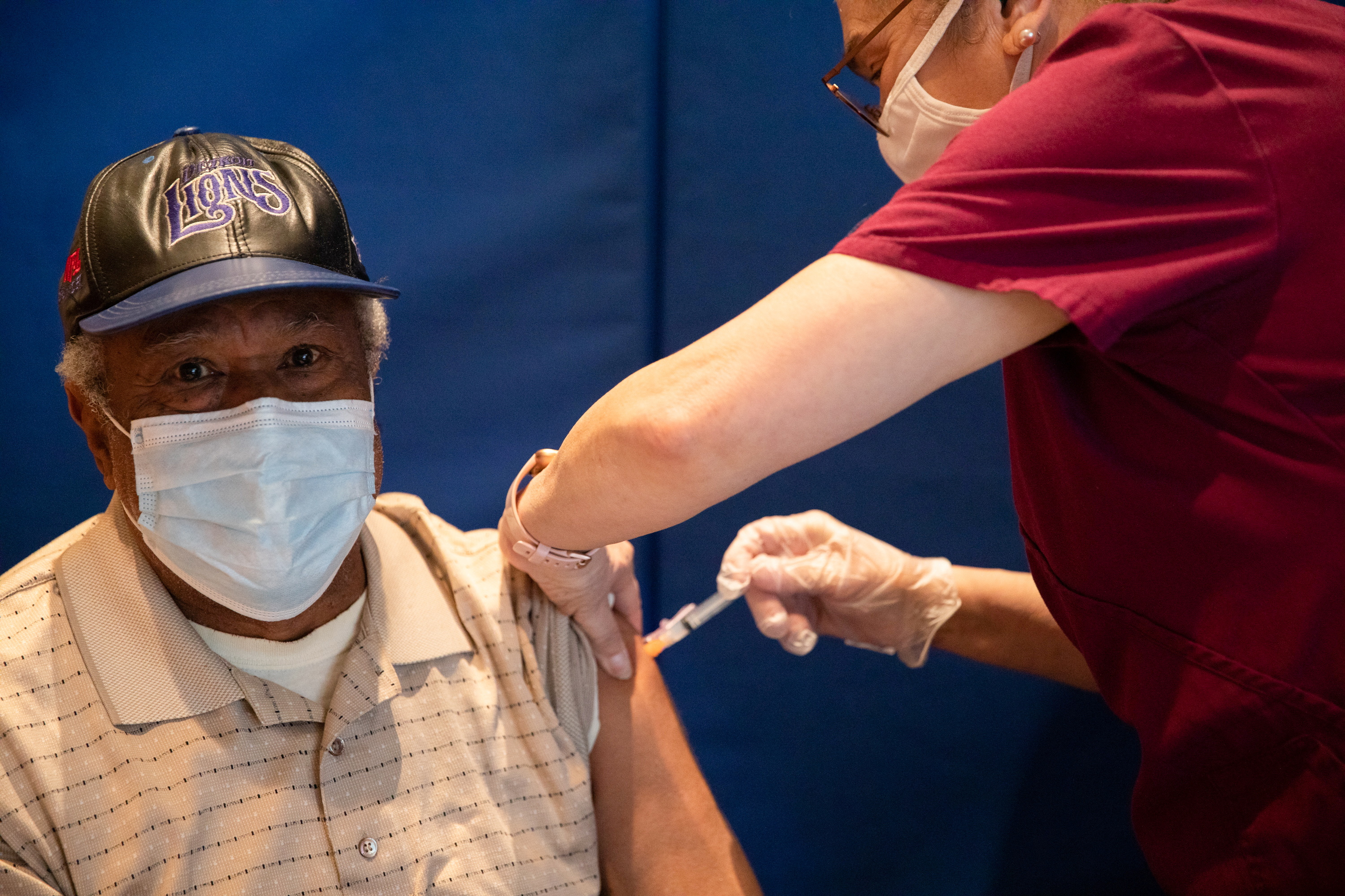 Seniors receive COVID-19 vaccinations in Detroit