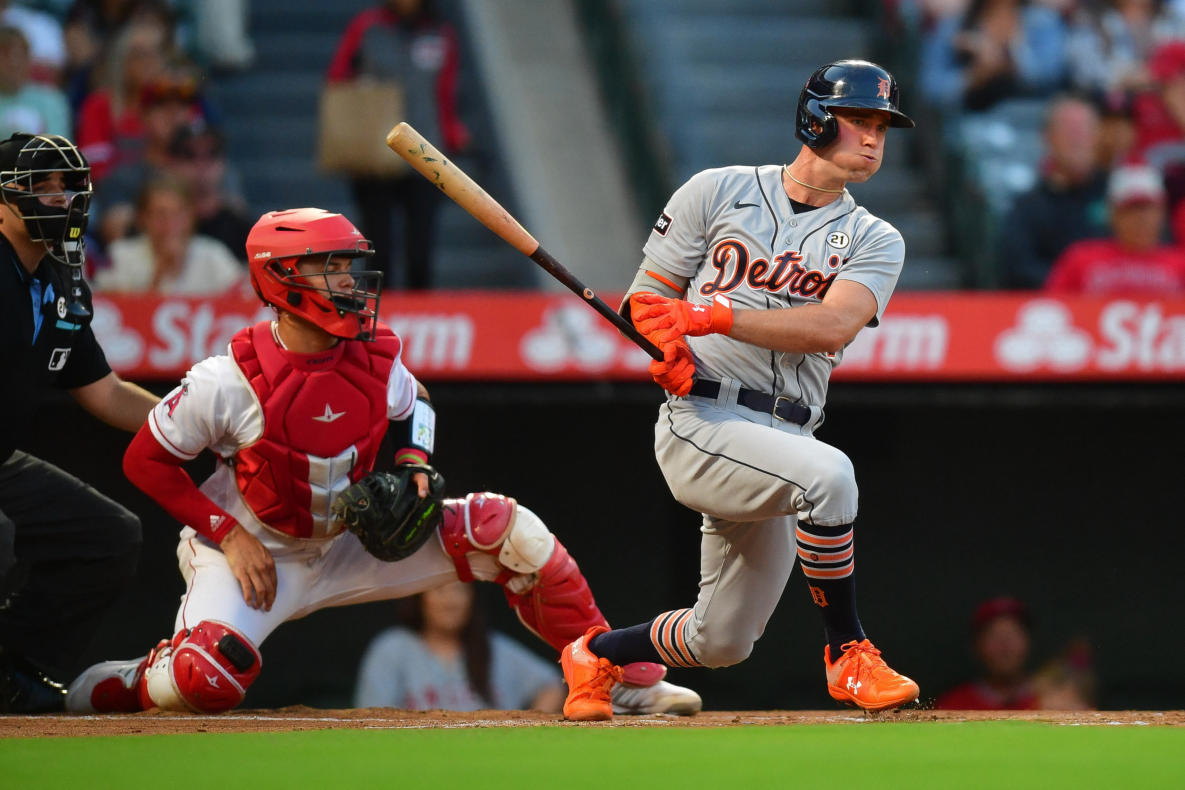 Javier Baez of the Detroit Tigers runs in action against the San