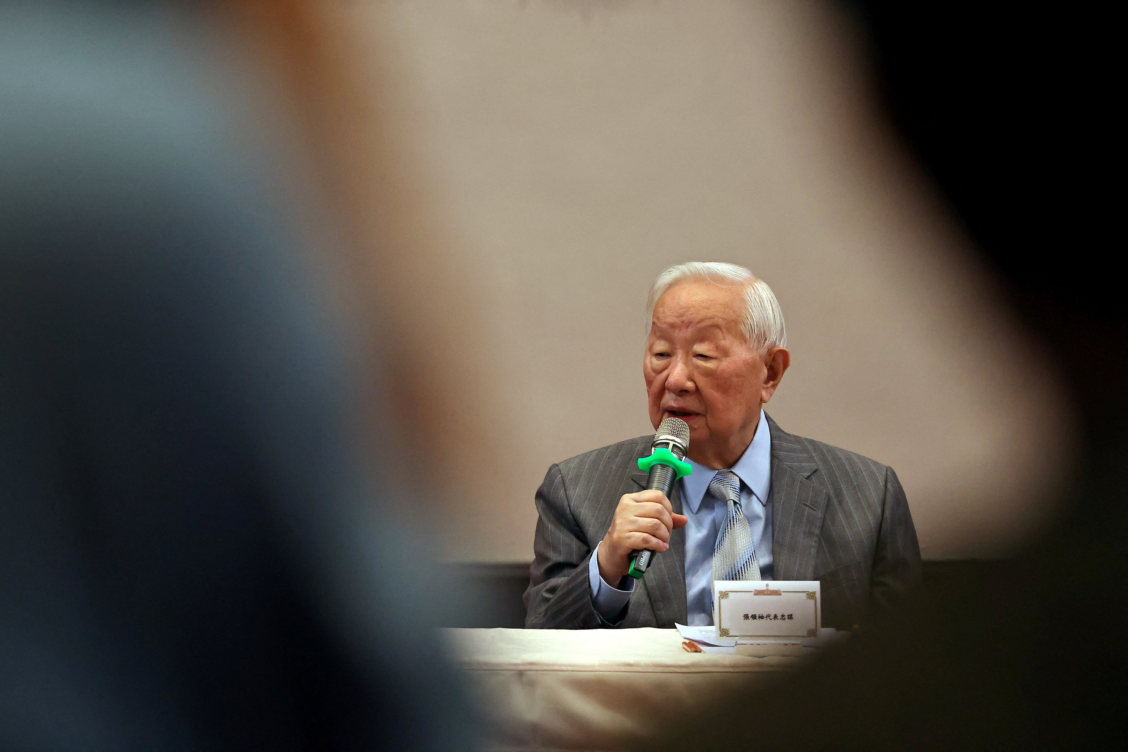 Taiwan's APEC representative and TSMC founder Morris Chang speaks at a news conference in Taipei