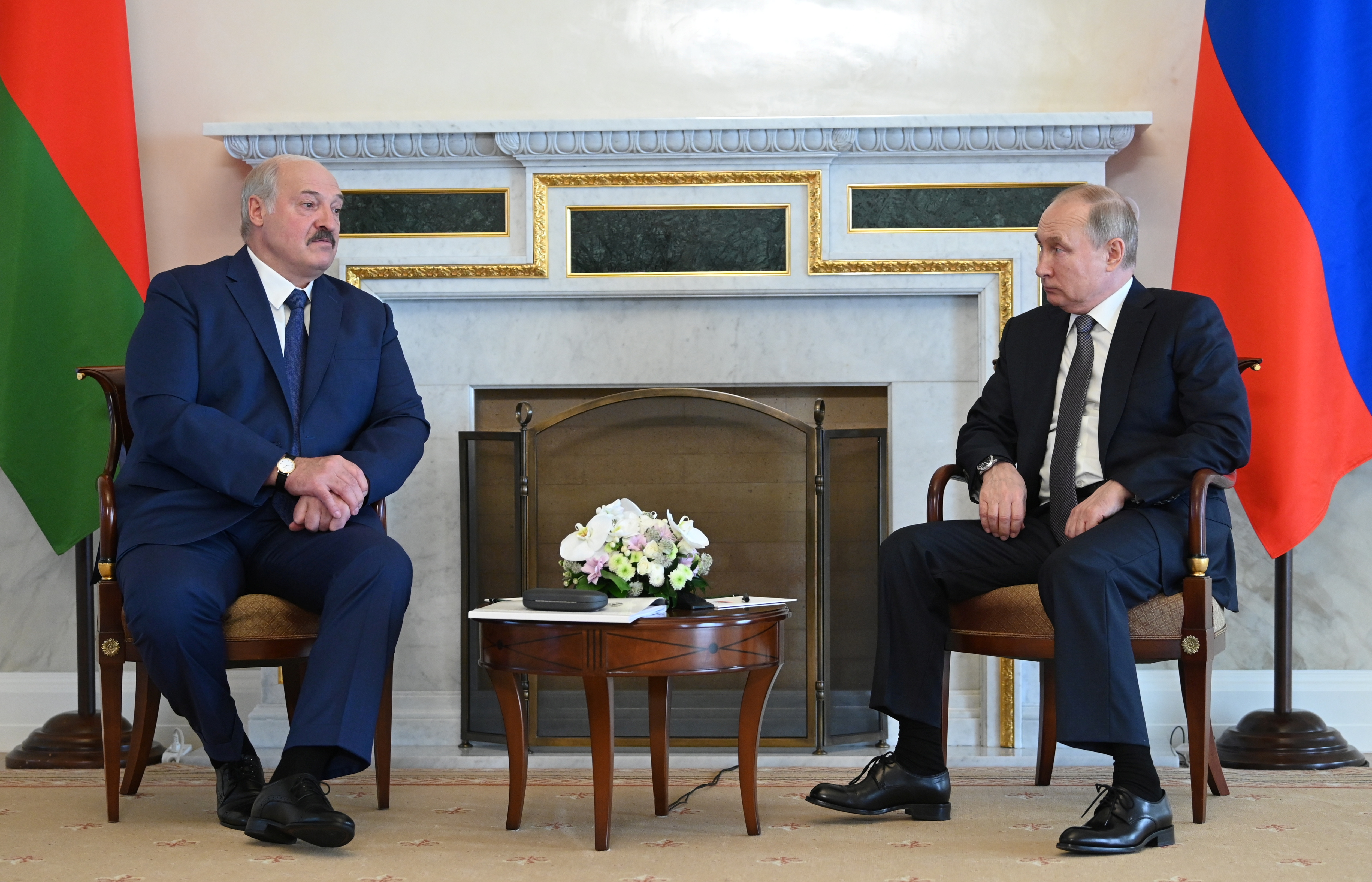 Russian President Putin meets Belarusian President Lukashenko in Saint Petersburg