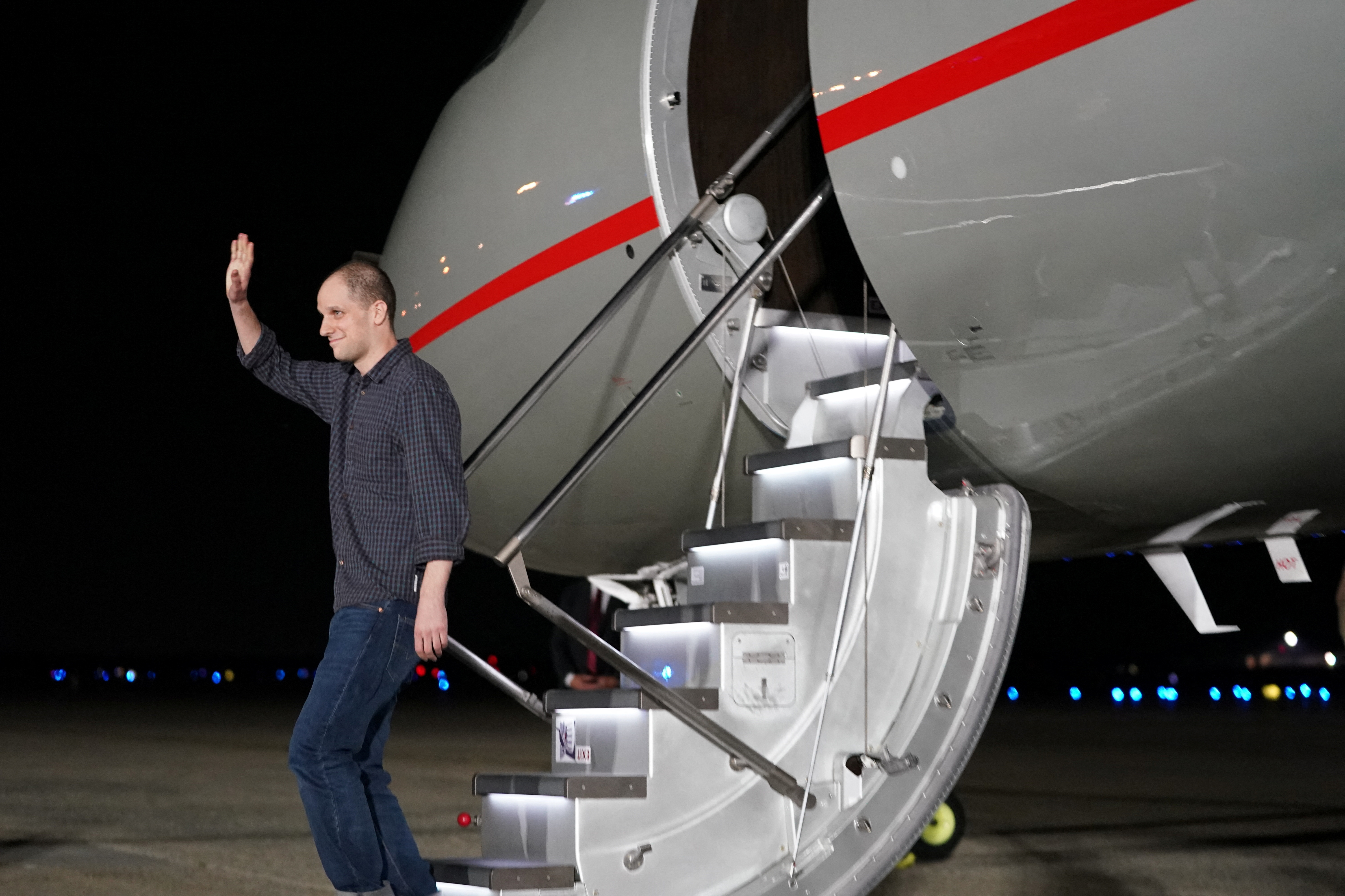 U.S. President Joe Biden meets with Americans released from detention in Russia, upon their arrival at Joint Base Andrews