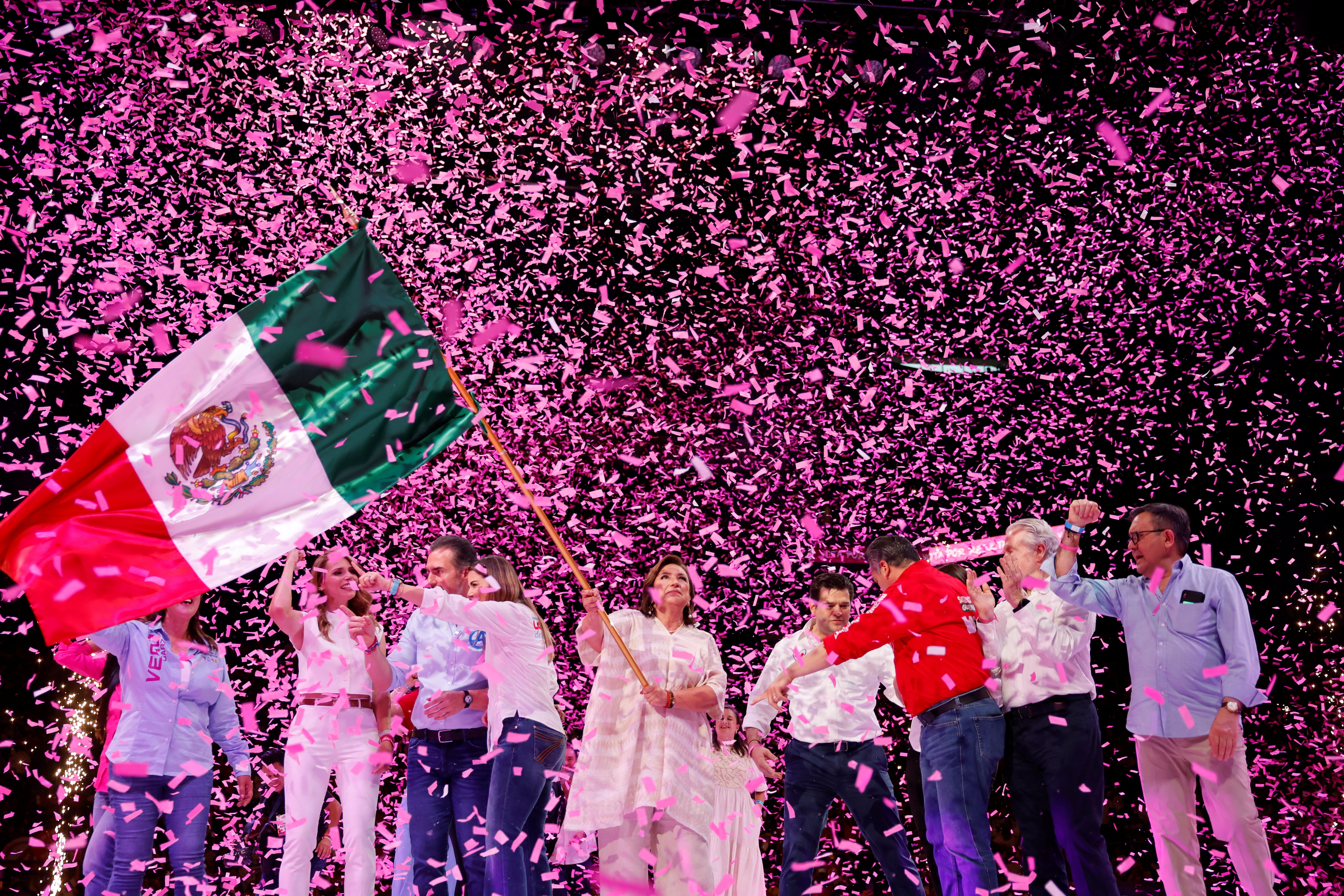 Mexico's opposition presidential candidate Xochitl Galvez closes her campaign, in Monterrey