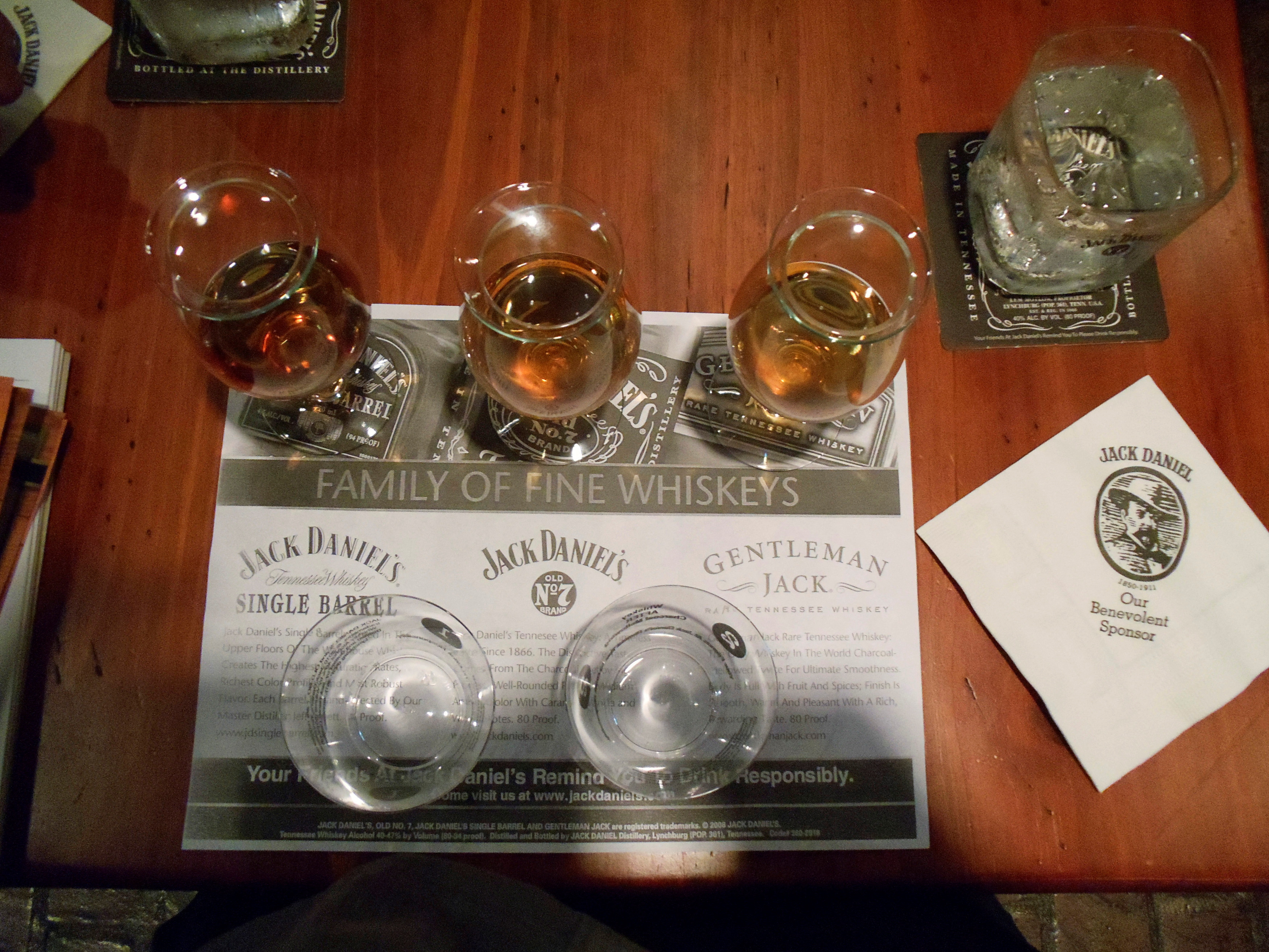 A Whiskey tasting station is seen at the Jack Daniel's distillery in Lynchburg, Tennessee