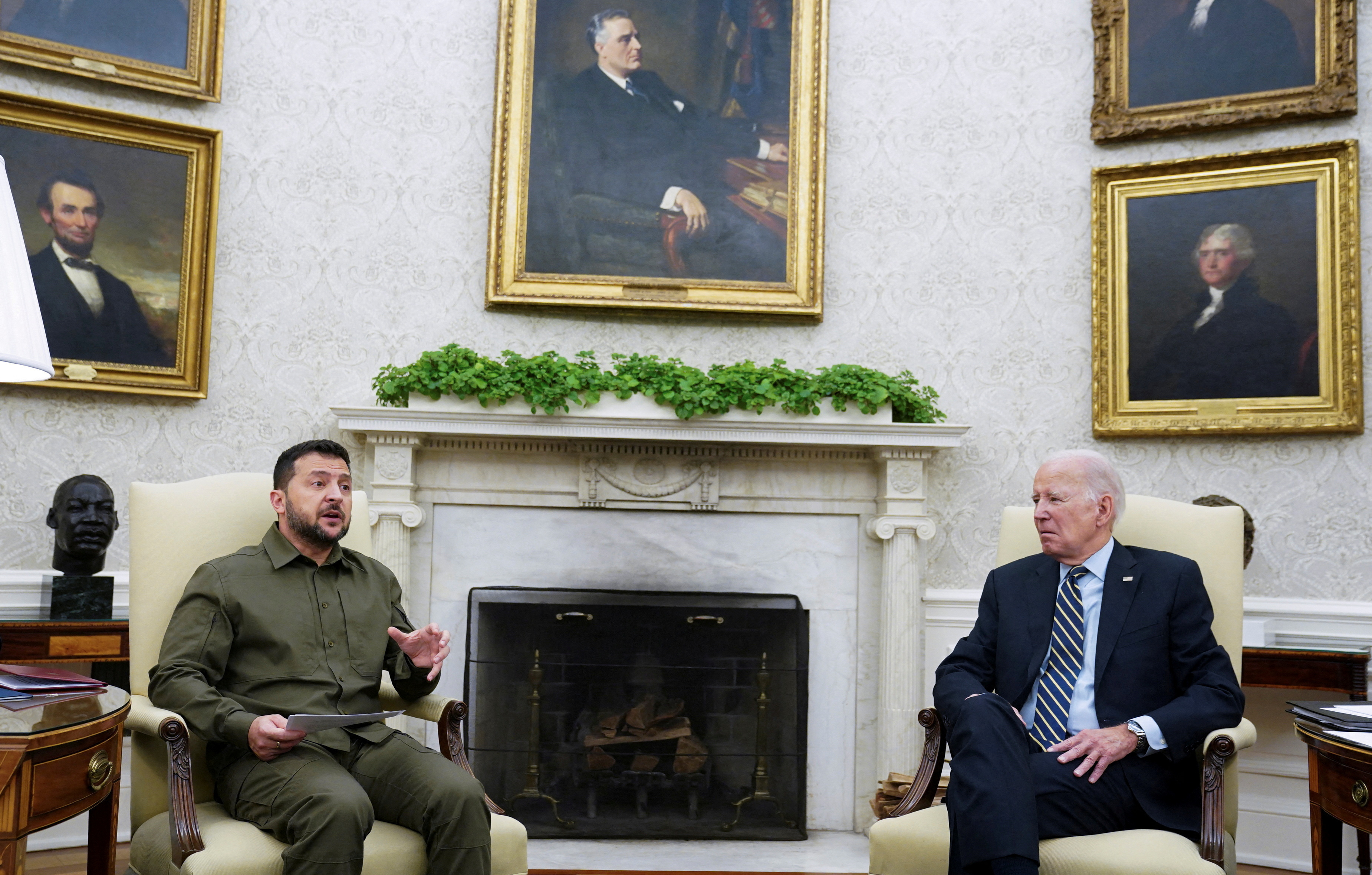 Ukrainian President Zelenskiy meets with U.S. President Biden at the White House in Washington