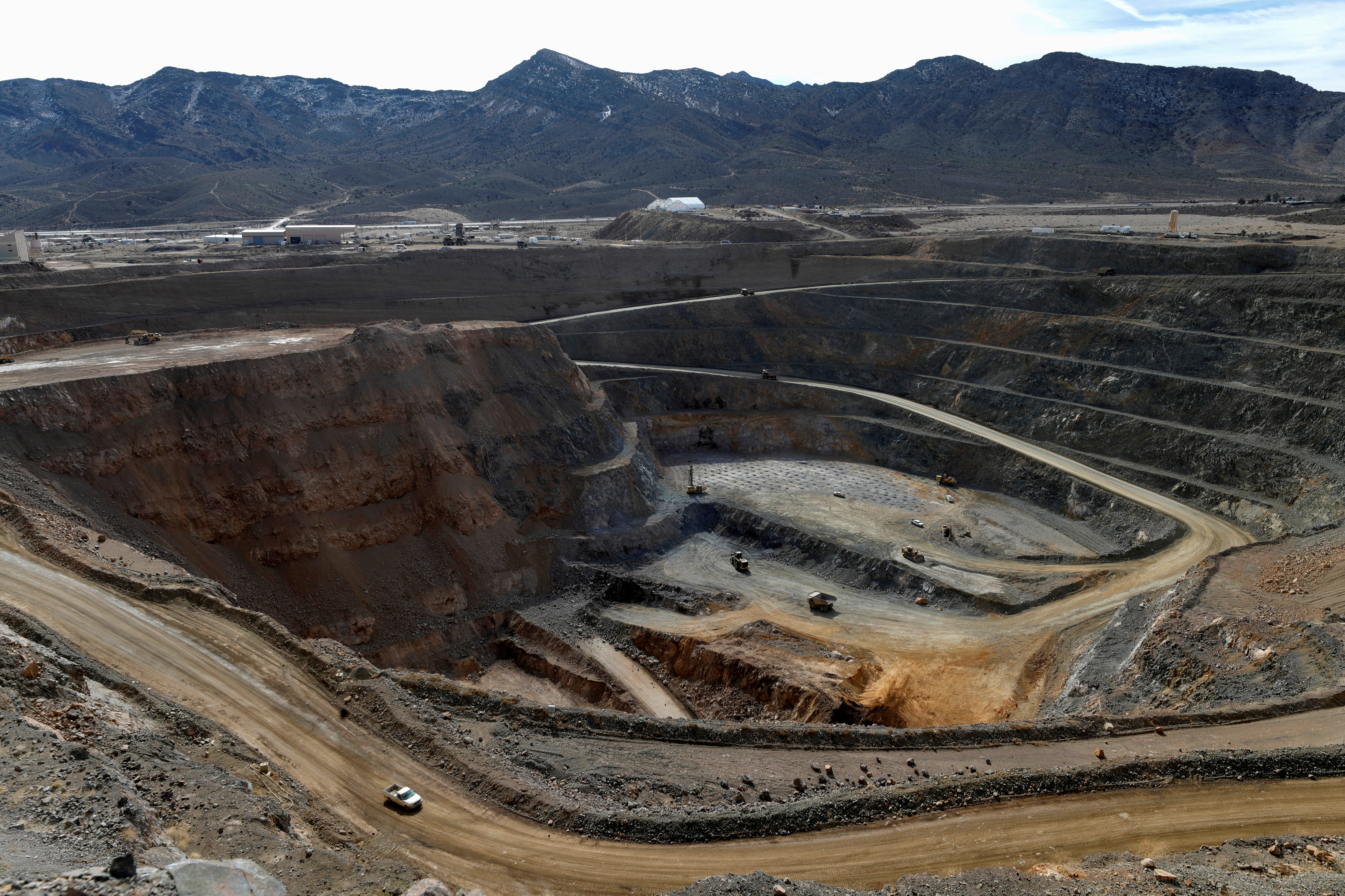 FILE PHOTO: A view of the MP Materials rare earth open-pit mine in Mountain Pass
