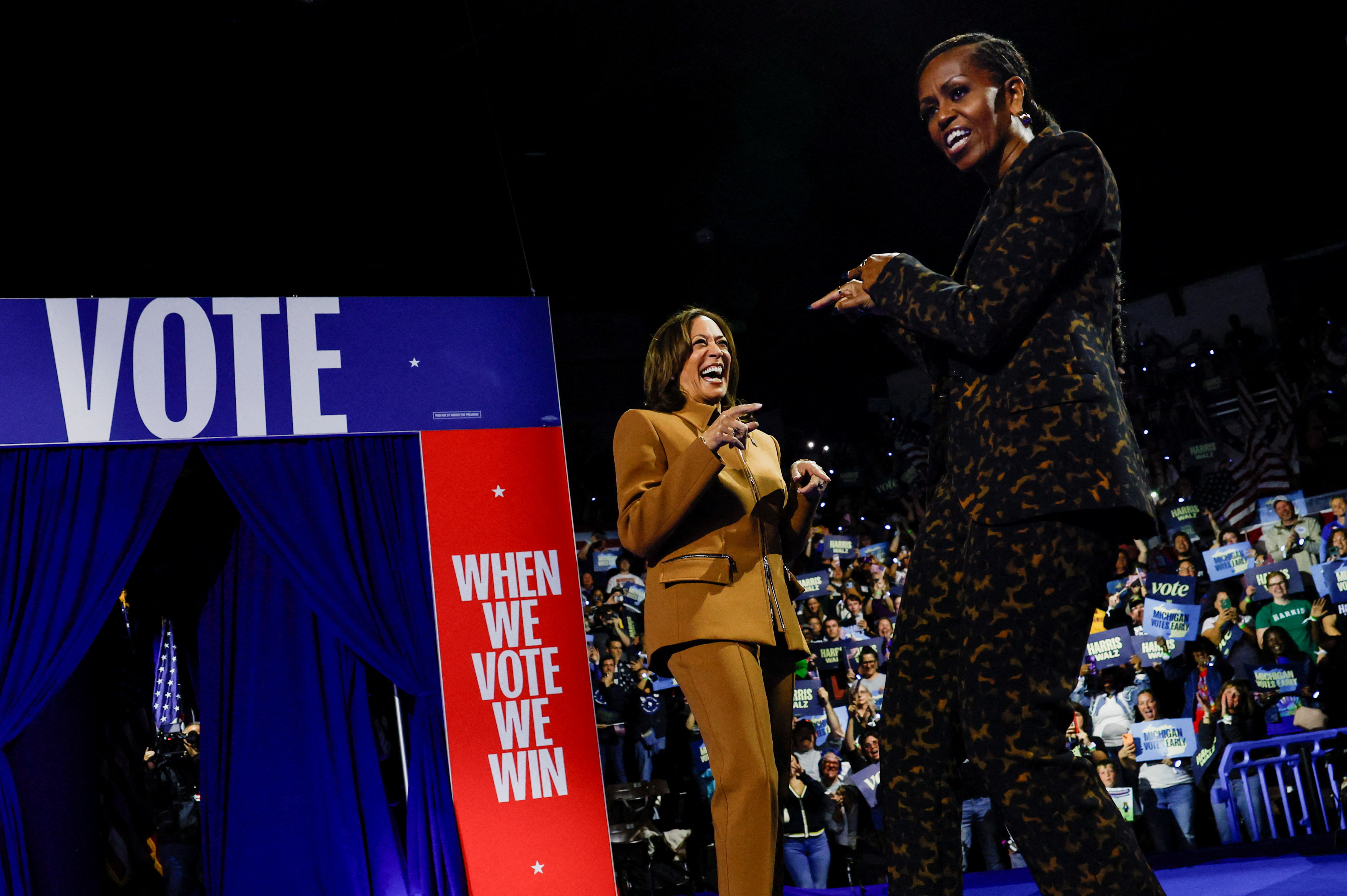 Democratic presidential nominee U.S. Vice President Harris campaigns in Michigan