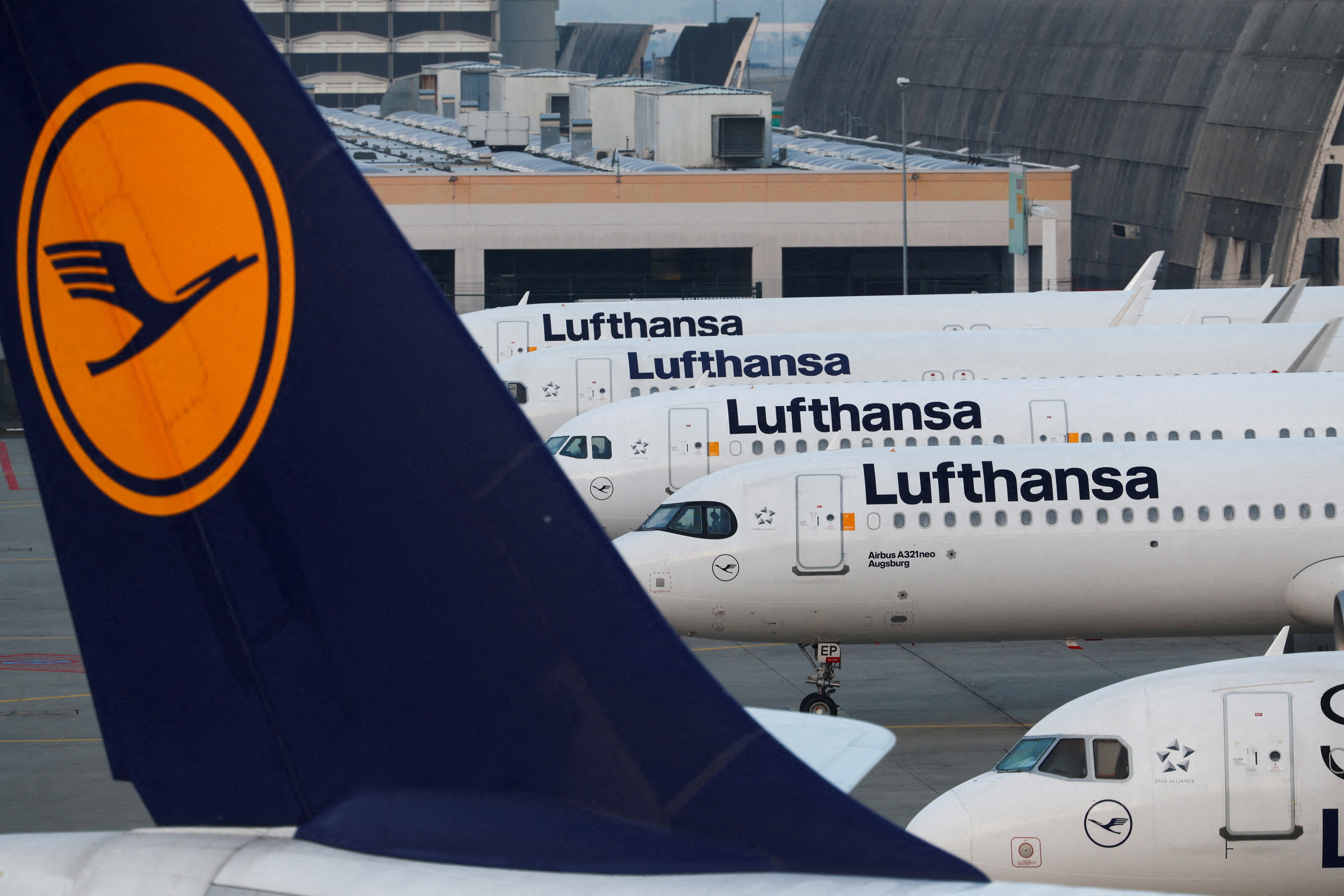 Lufthansa planes at  Frankfurt airport